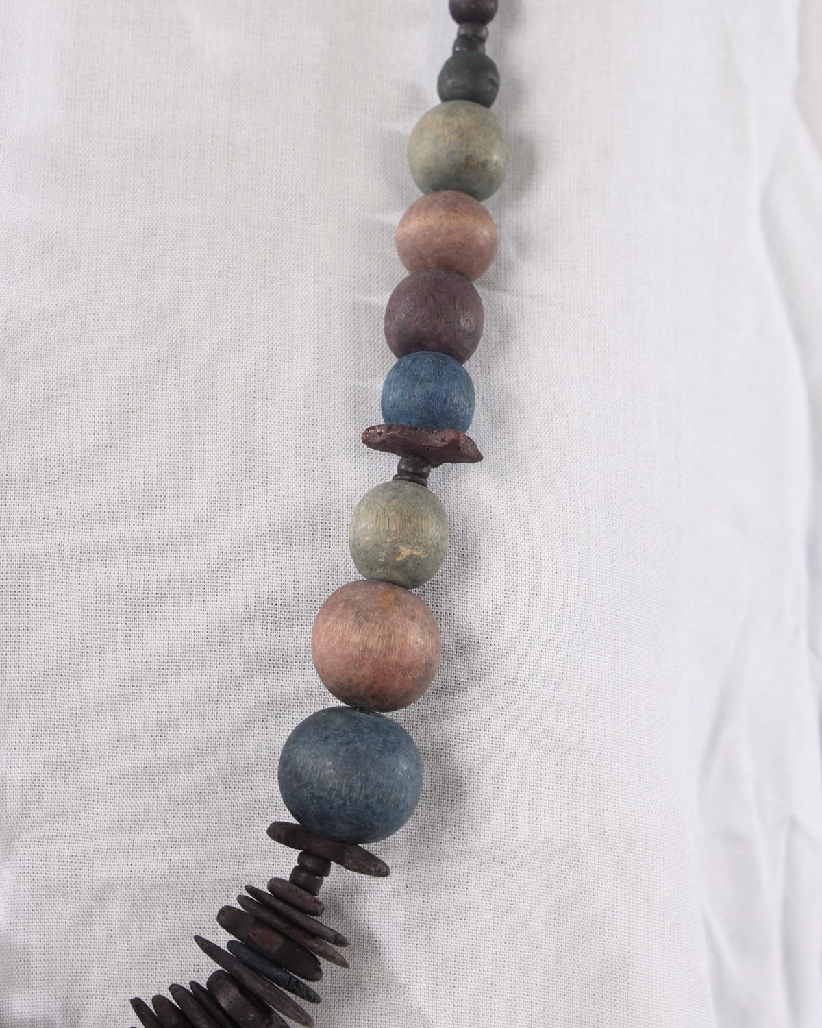 Wooden Bead Necklace – Natural Multi-Color Artisan Statement Jewelry