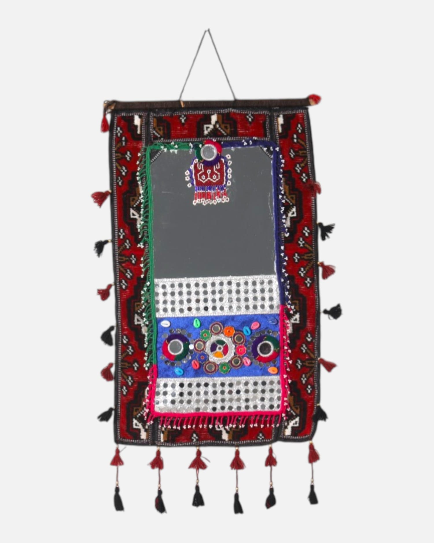 Decorative Mirror – Traditional Kilim & Embroidered Wall Hanging