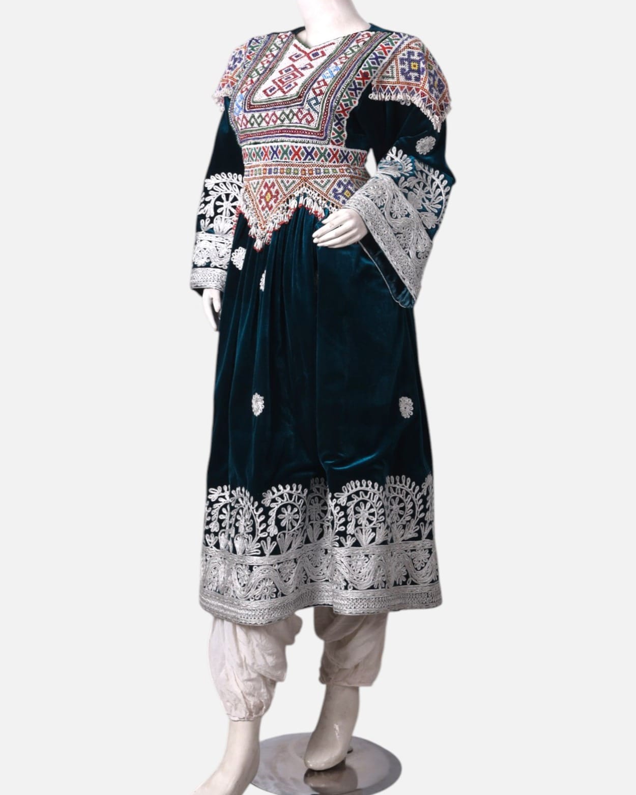 Charmadozi Velvet Dress – Hand-Embroidered Velvet Dress with Traditional Afghan Details