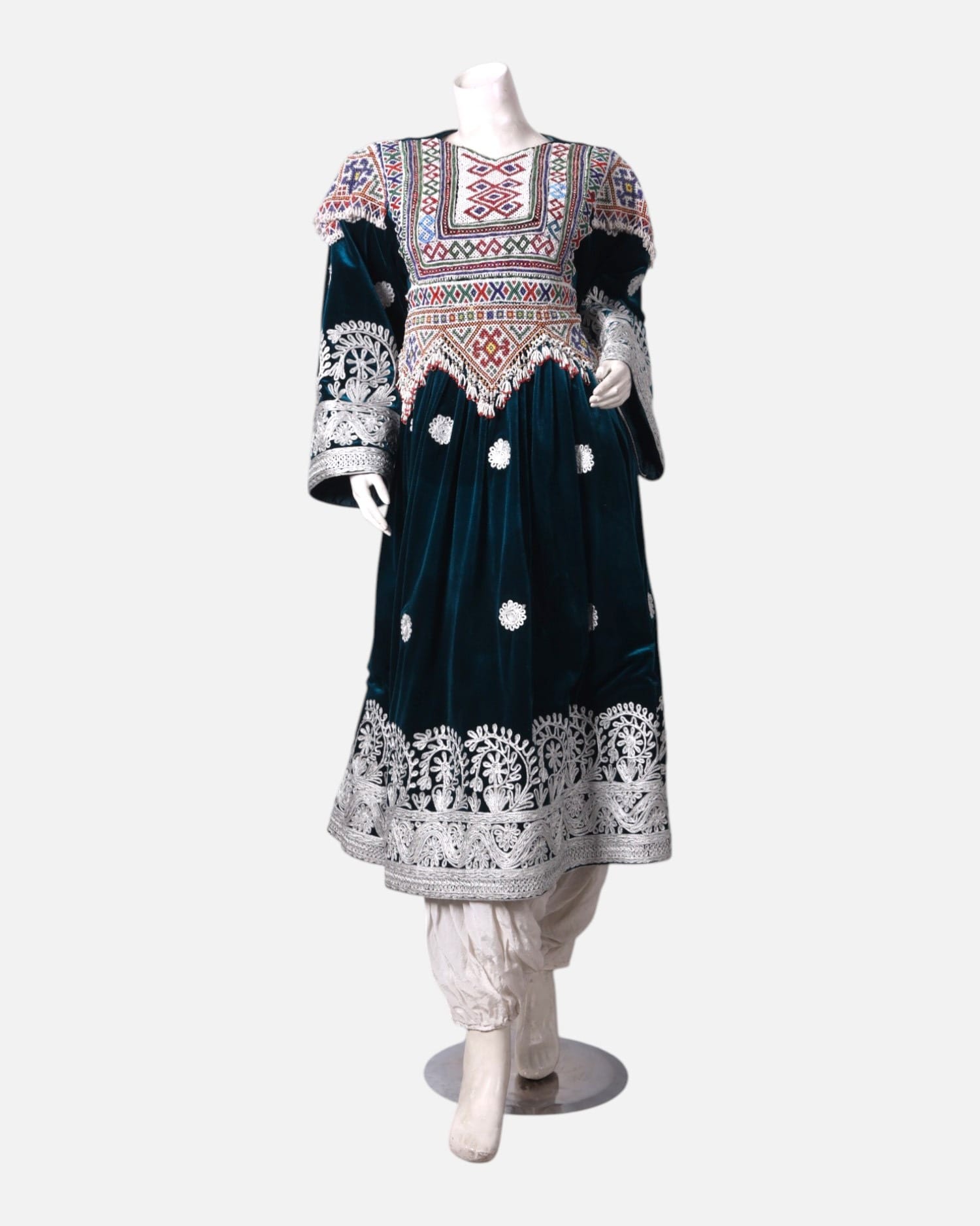 Charmadozi Velvet Dress – Hand-Embroidered Velvet Dress with Traditional Afghan Details