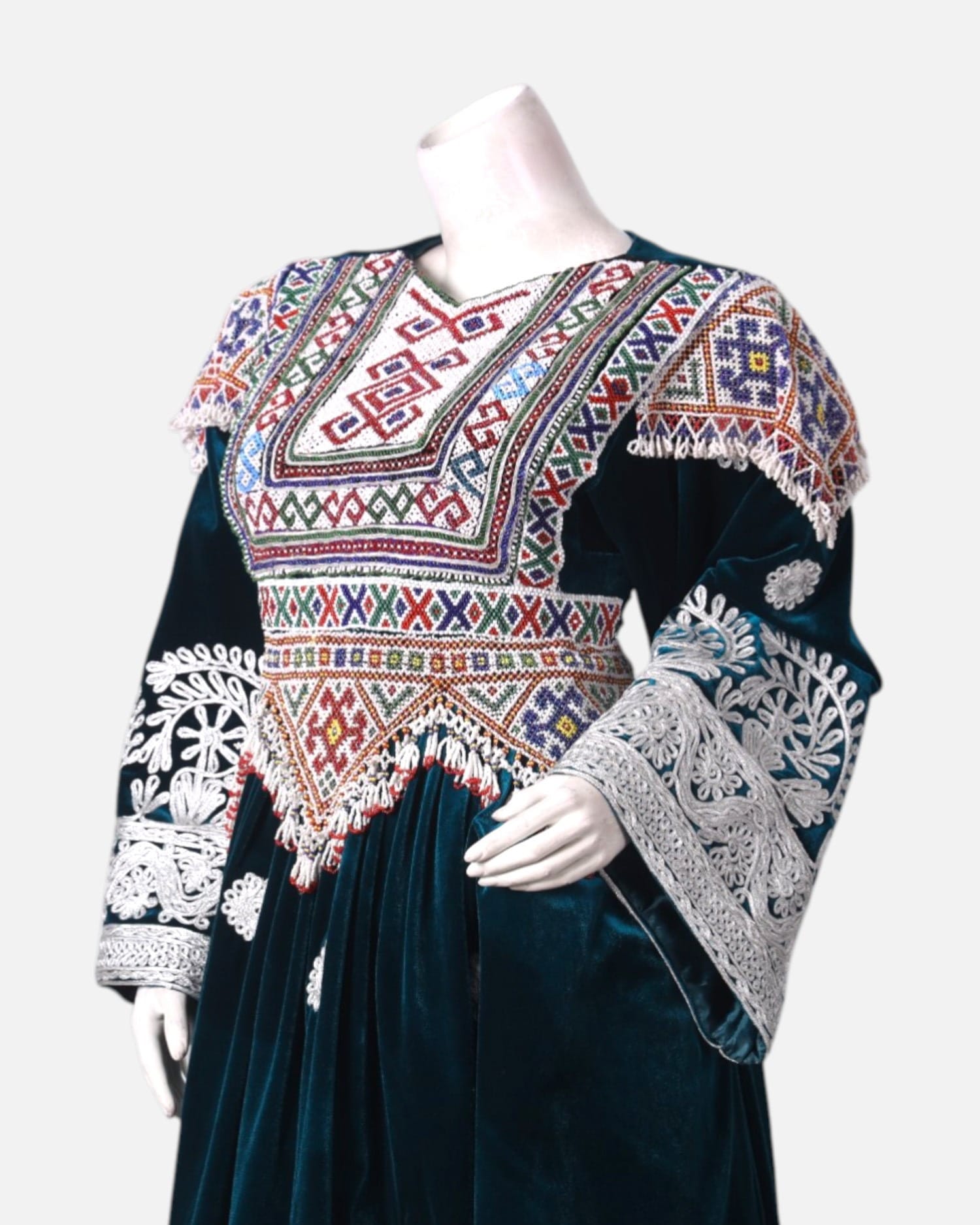 Charmadozi Velvet Dress – Hand-Embroidered Velvet Dress with Traditional Afghan Details