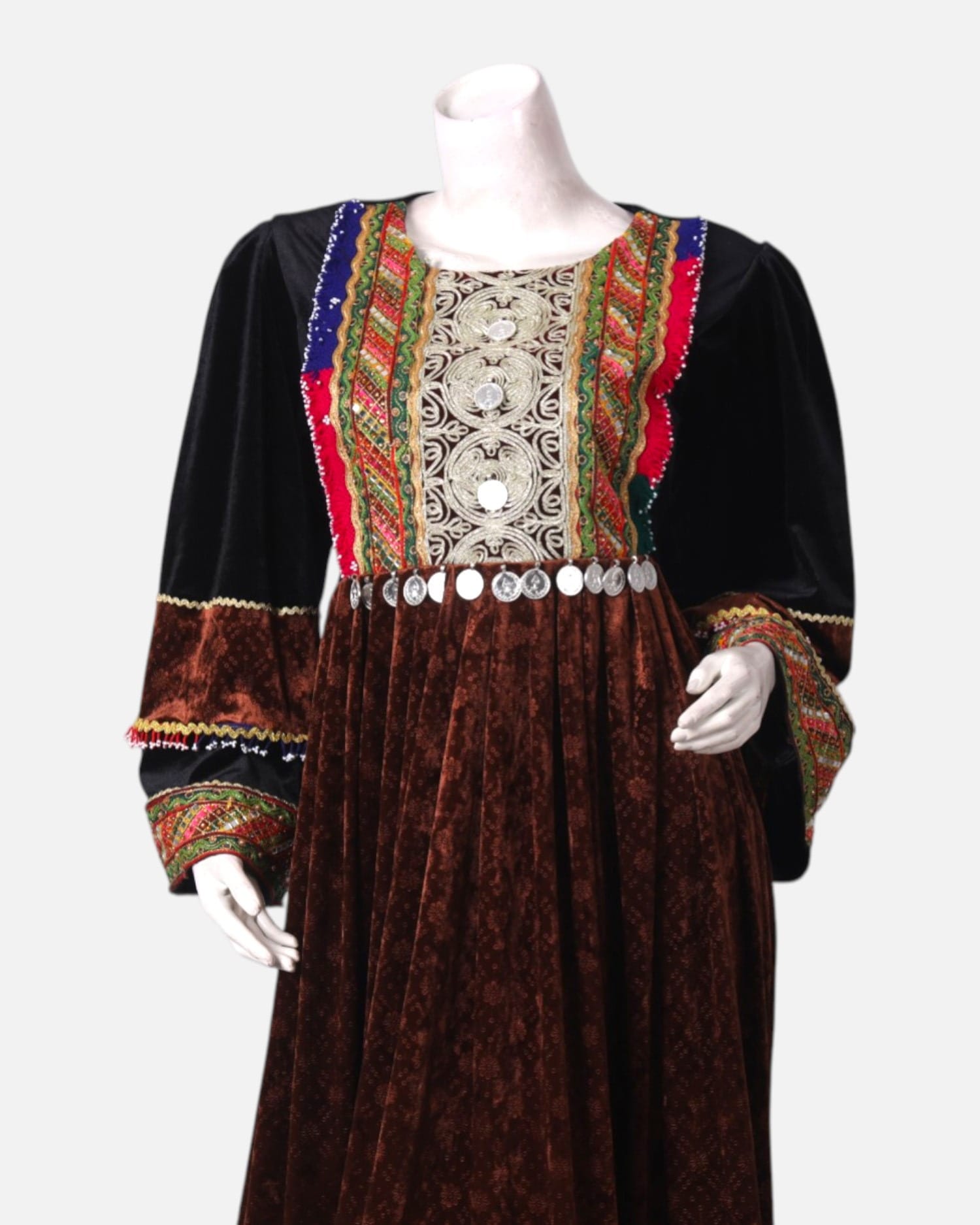 Handmade Afghan Velvet Dress | Traditional Embroidered Wedding Dress