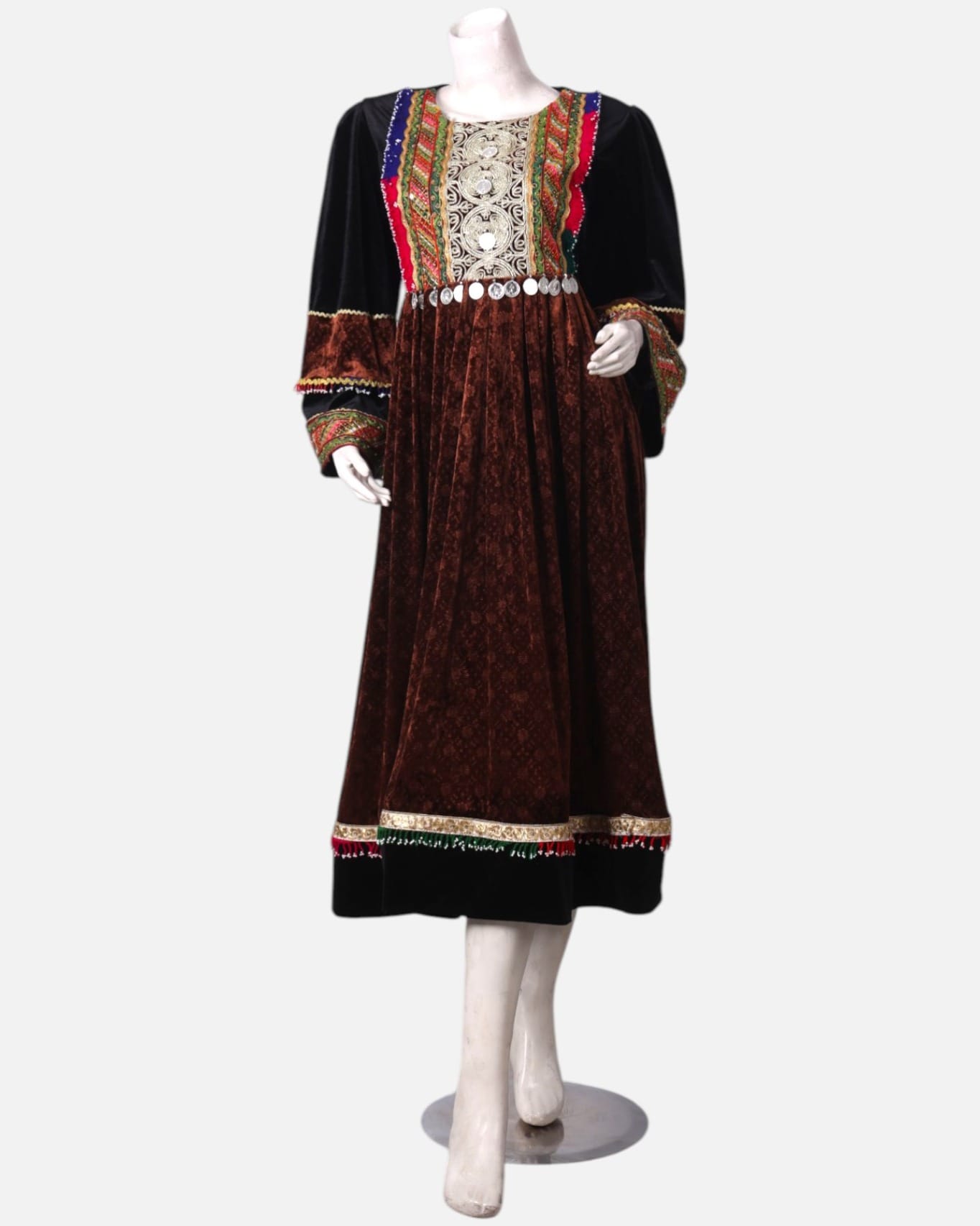 Handmade Afghan Velvet Dress | Traditional Embroidered Wedding Dress