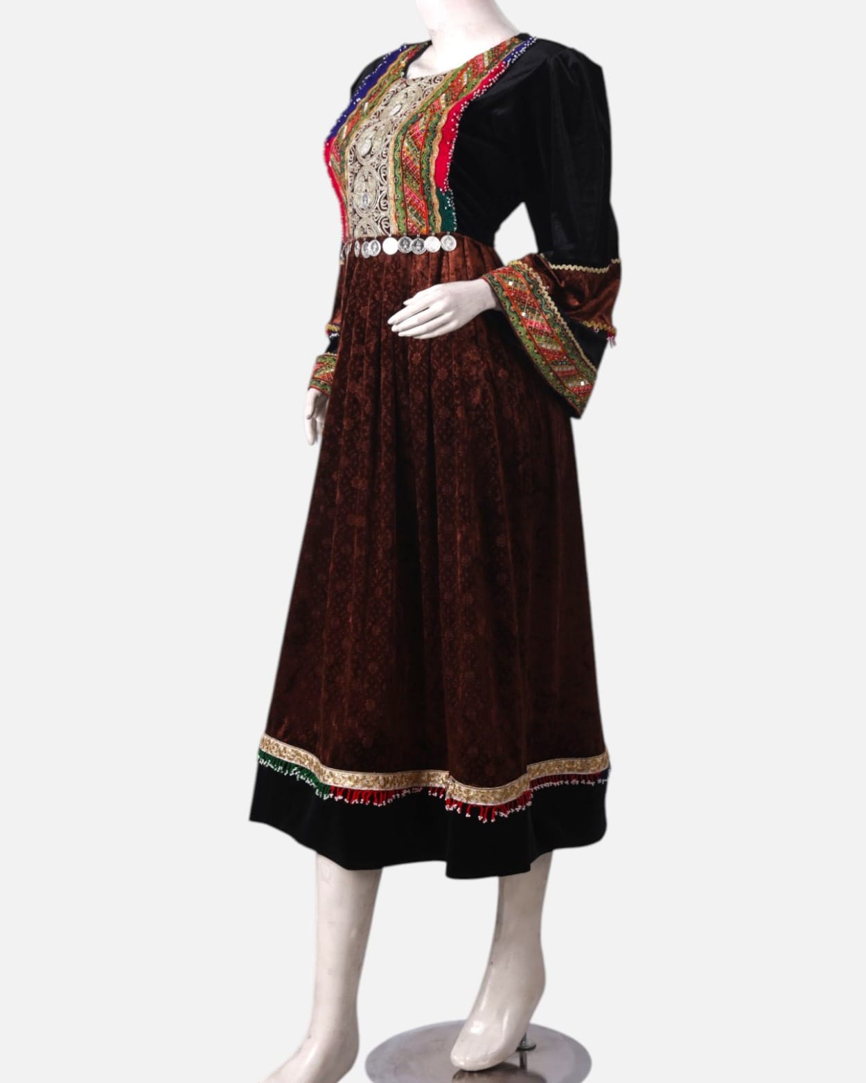 Handmade Afghan Velvet Dress | Traditional Embroidered Wedding Dress