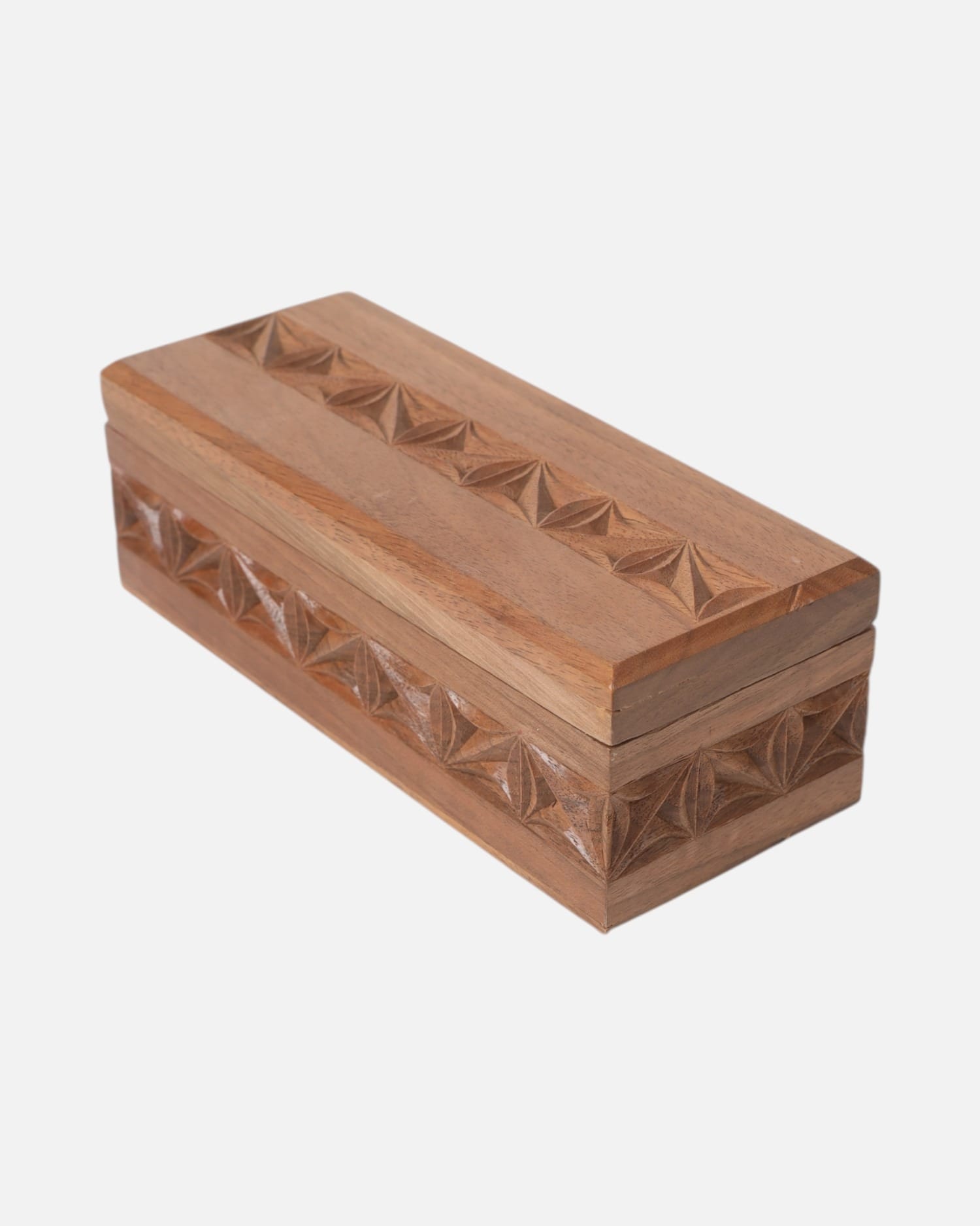 Jewelry Box with Nuristani Design – Walnut Wood with Red Velvet