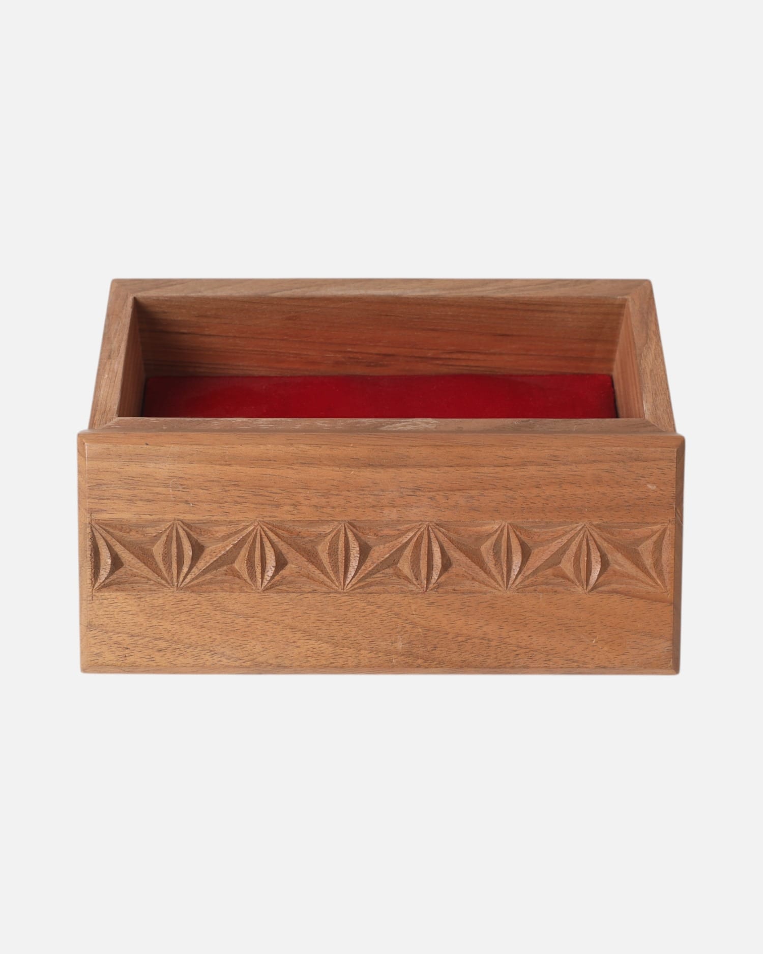 Jewelry Box with Nuristani Design – Walnut Wood with Red Velvet
