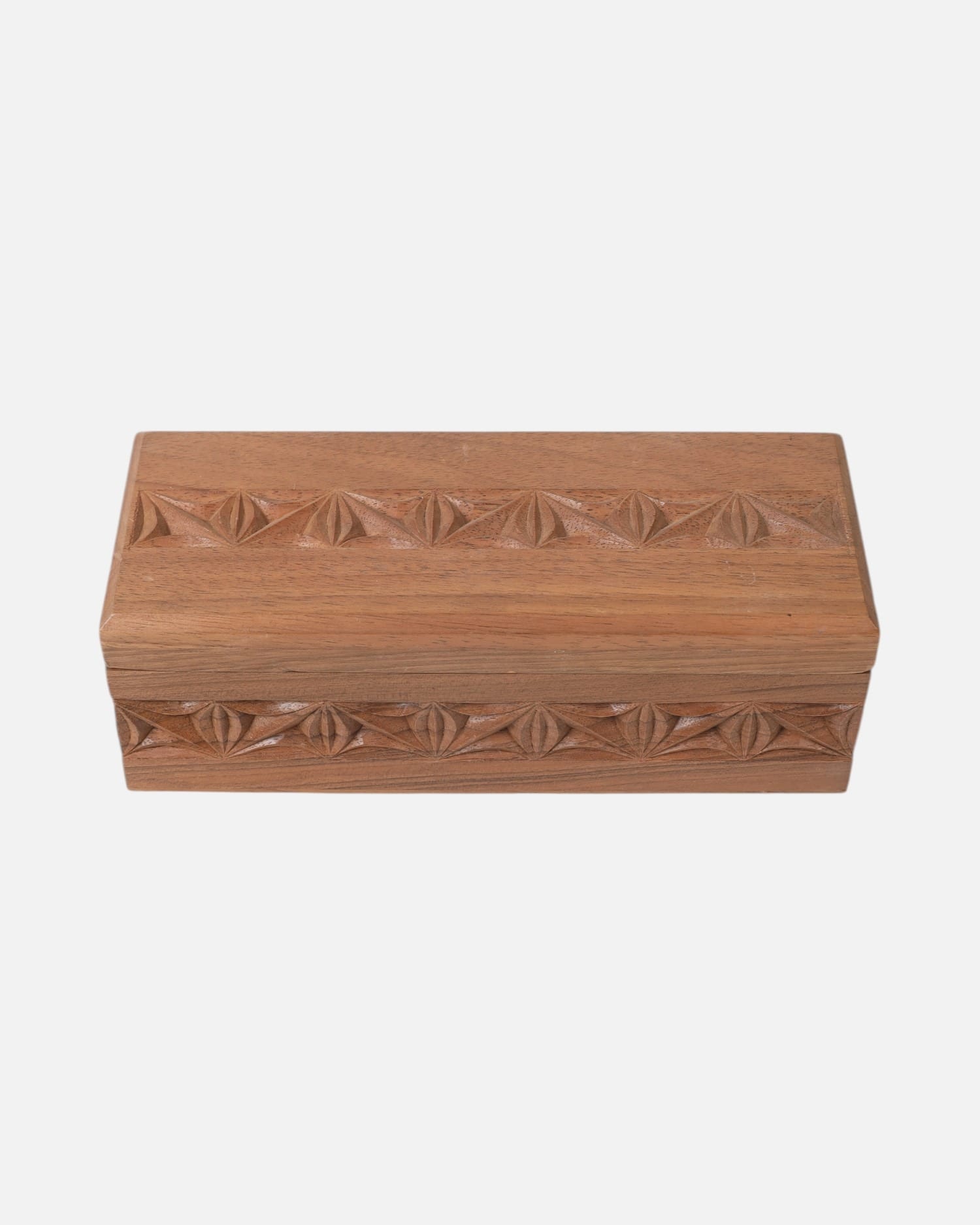 Jewelry Box with Nuristani Design – Walnut Wood with Red Velvet
