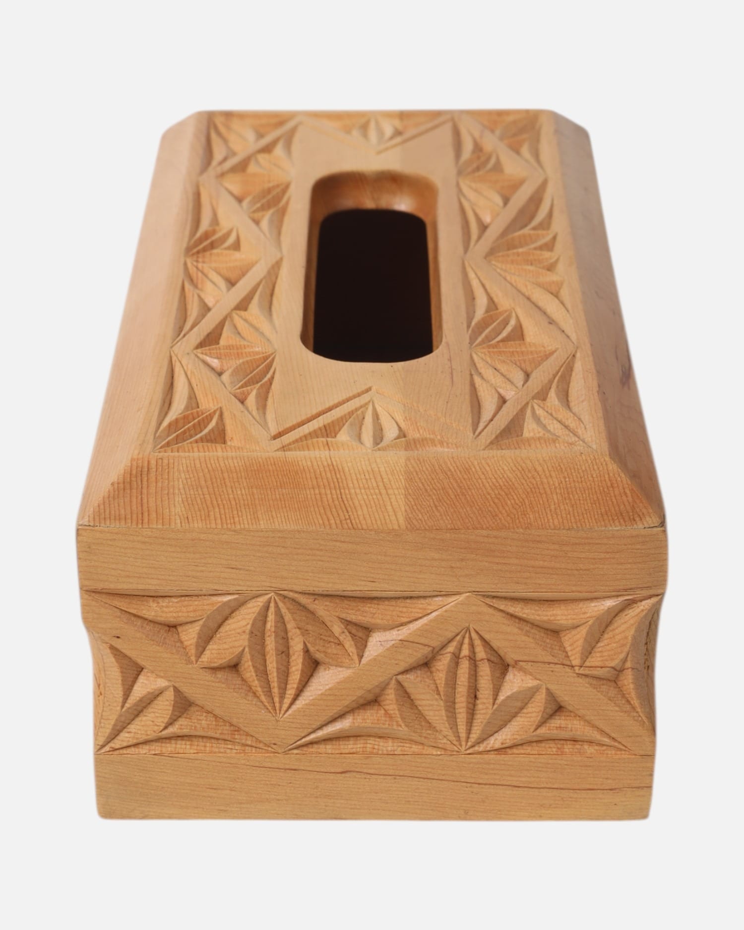 Handcrafted Noristani Wooden Tissue Paper Holder with Intricate Carvings