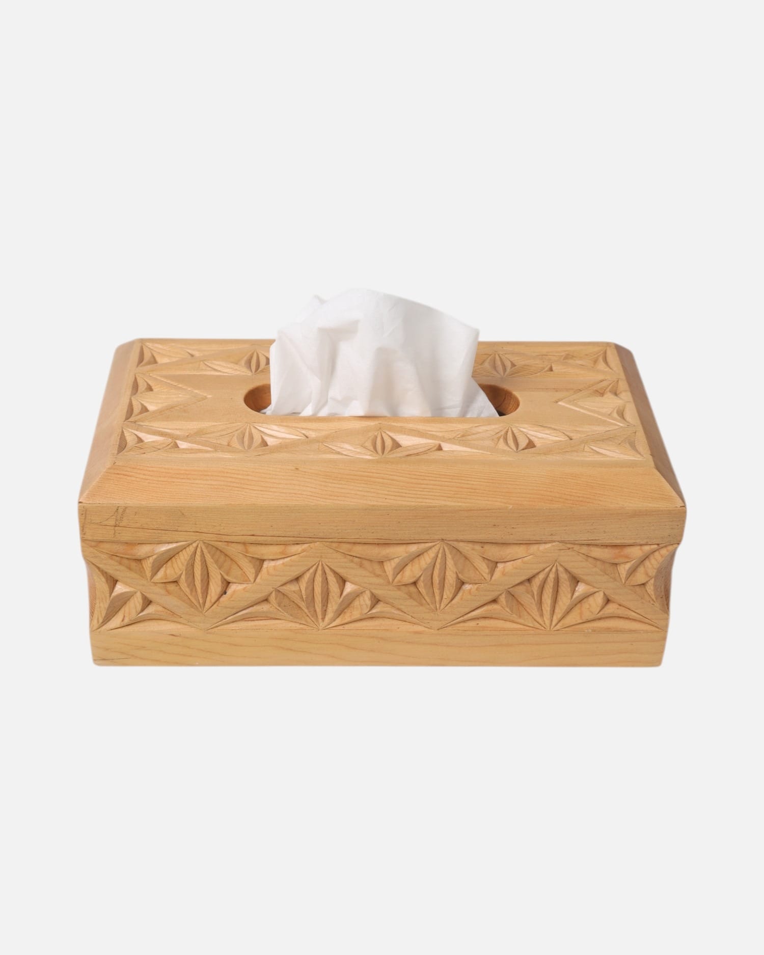 Nooristani Handcrafted Wooden Tissue Box – Traditional Afghan Carved Design