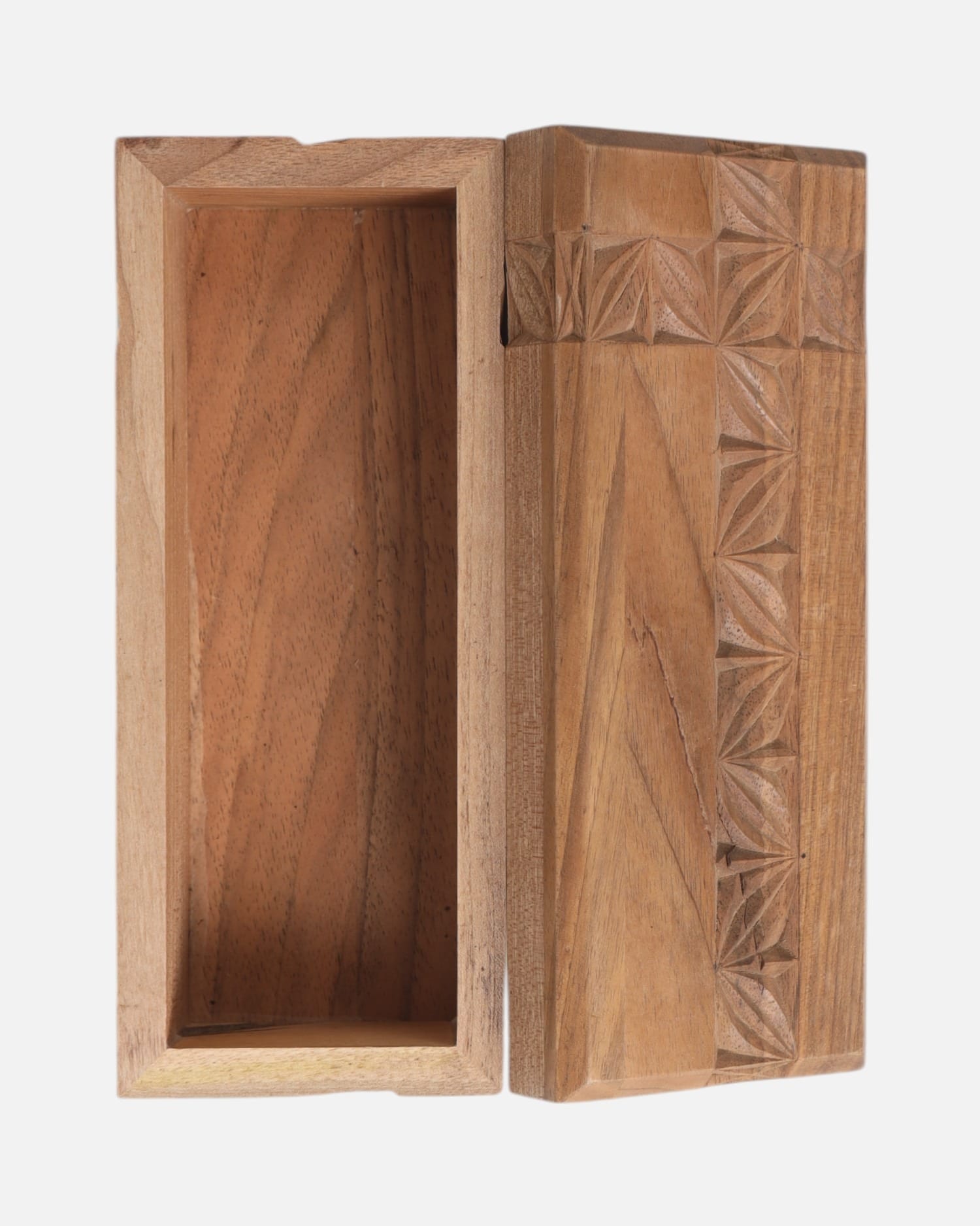 Unique Wooden Jewelry Box with Nooristani Detailing – Handcrafted Afghan Decor