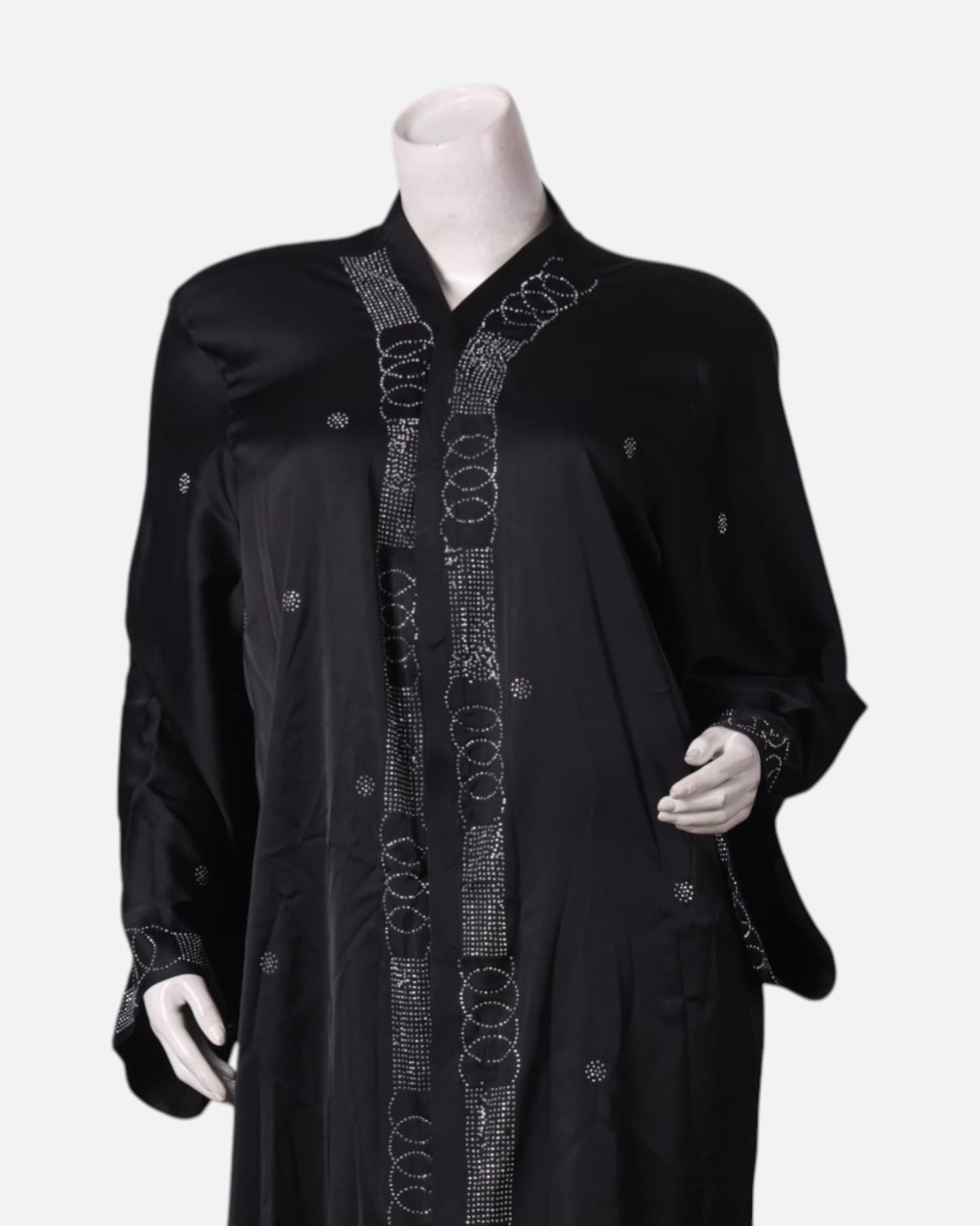 Embroidery Buttoned Abaya with Hijab Modest Dress