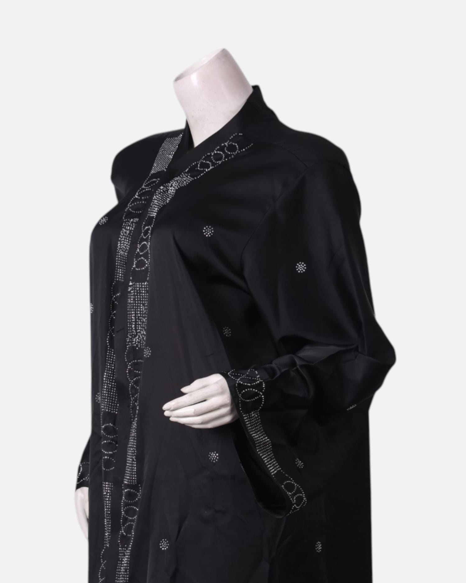 Embroidery Buttoned Abaya with Hijab Modest Dress