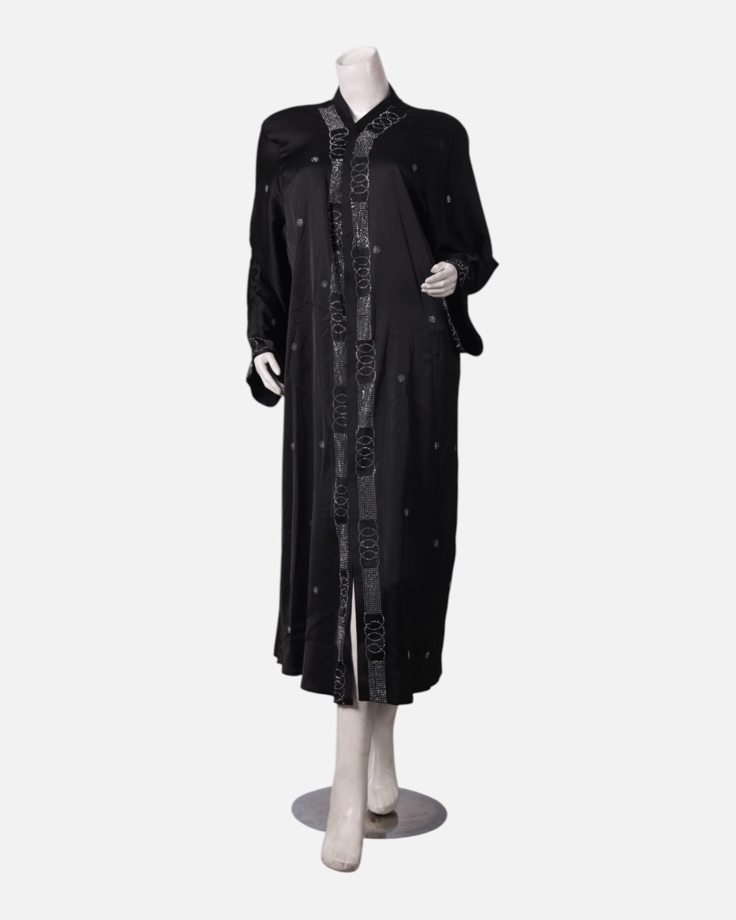 Embroidery Buttoned Abaya with Hijab Modest Dress