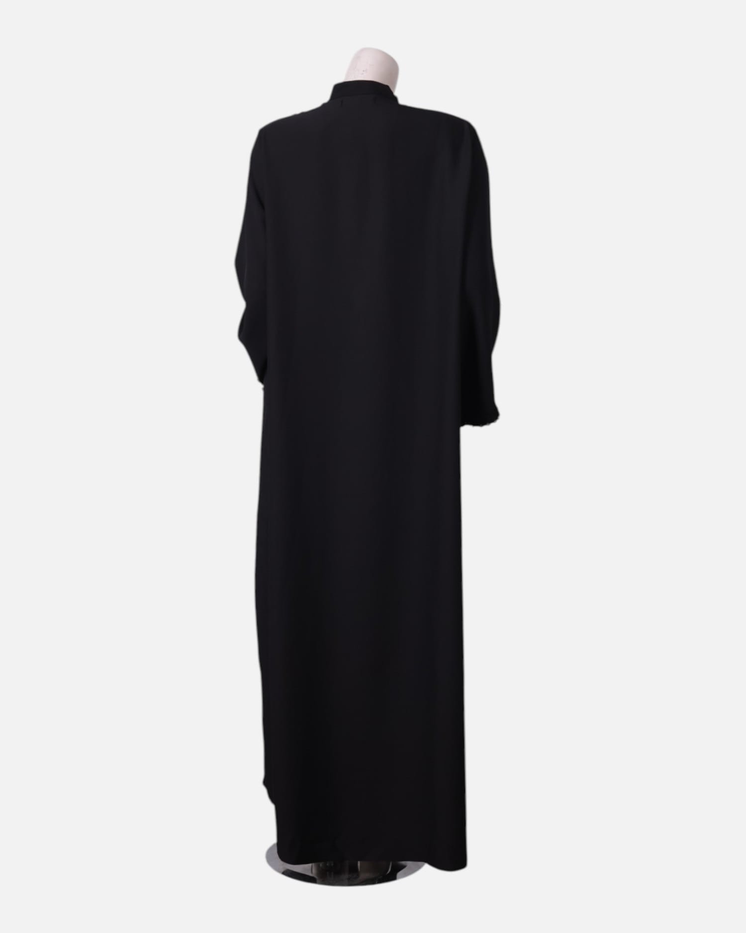 Black Buttoned Abaya with Beaded Detail and Matching Hijab