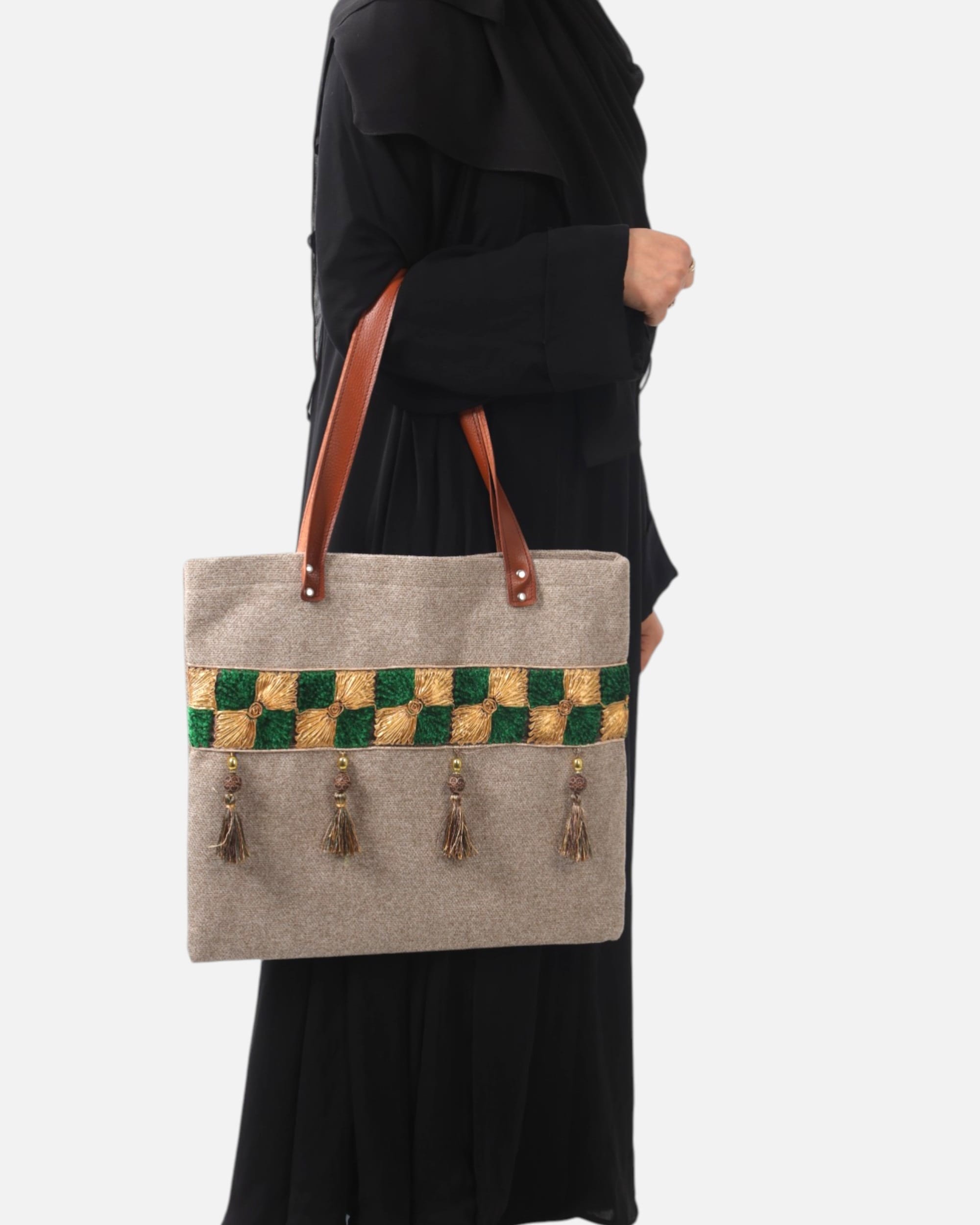 Embroidered Tote Bag, Personalized with Initials, Handmade Canvas Bag, Bridesmaid Gift, Custom Tote with Tassels