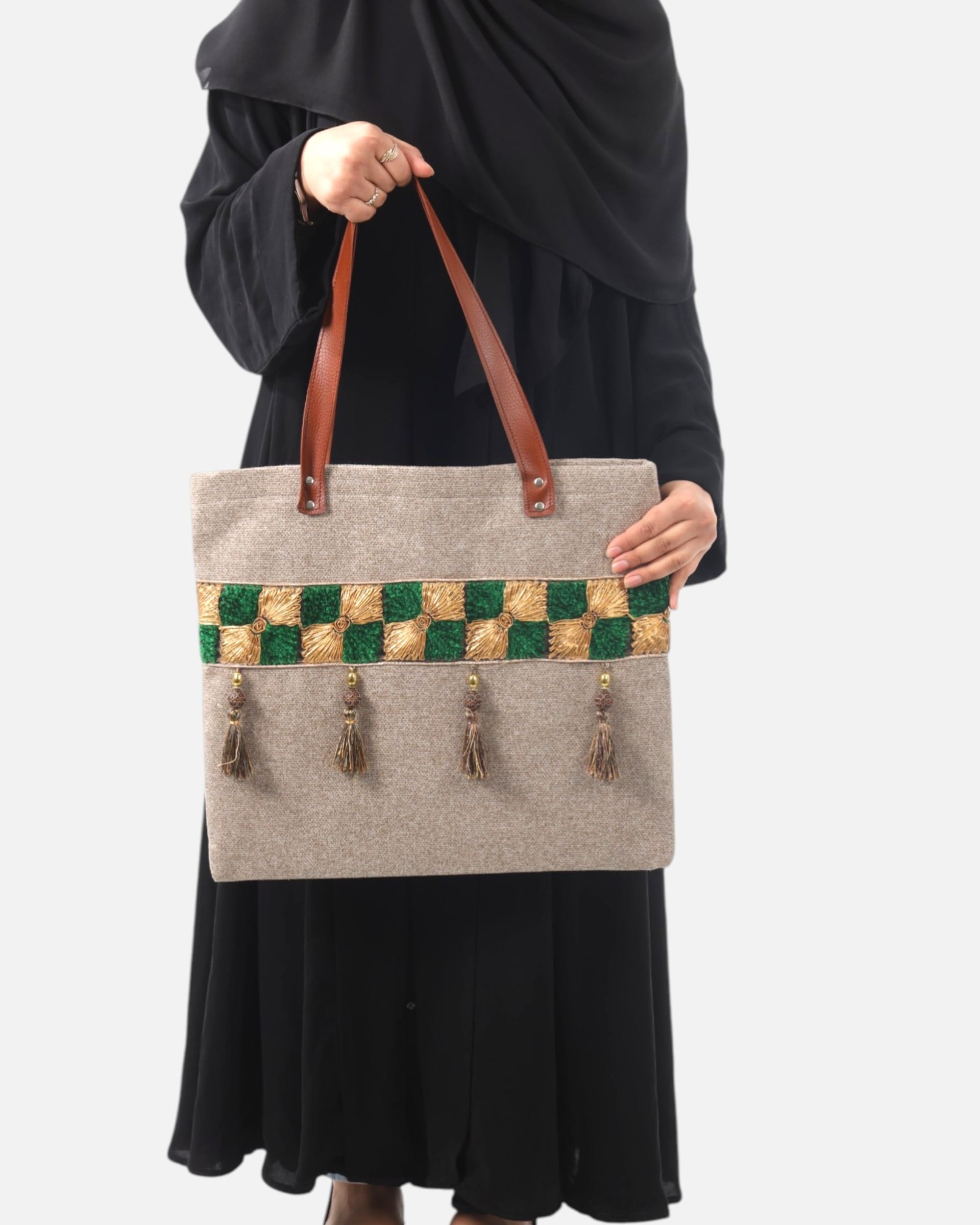 Embroidered Tote Bag, Personalized with Initials, Handmade Canvas Bag, Bridesmaid Gift, Custom Tote with Tassels