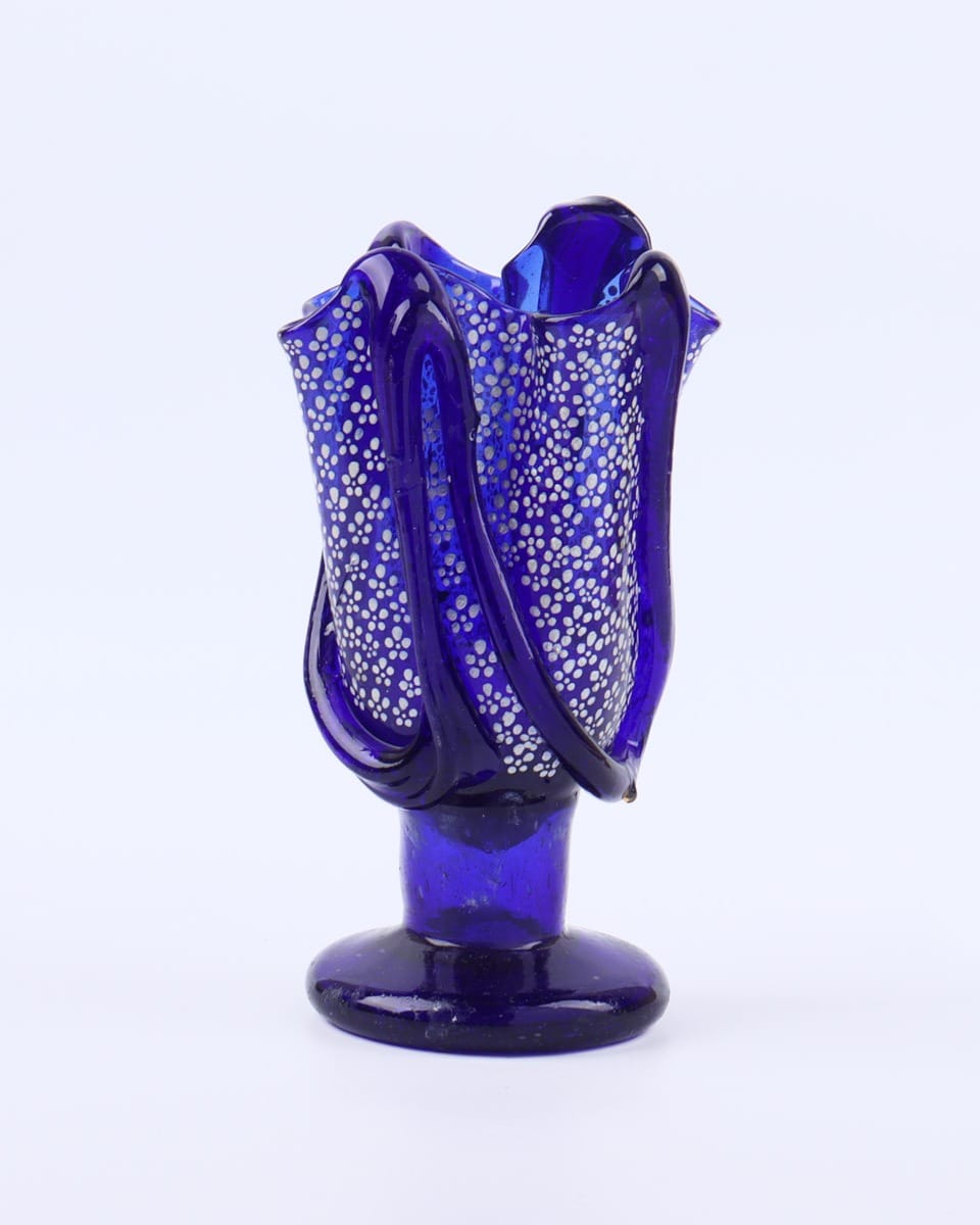 Sculptural Blue Glass Vase/ Pen holder