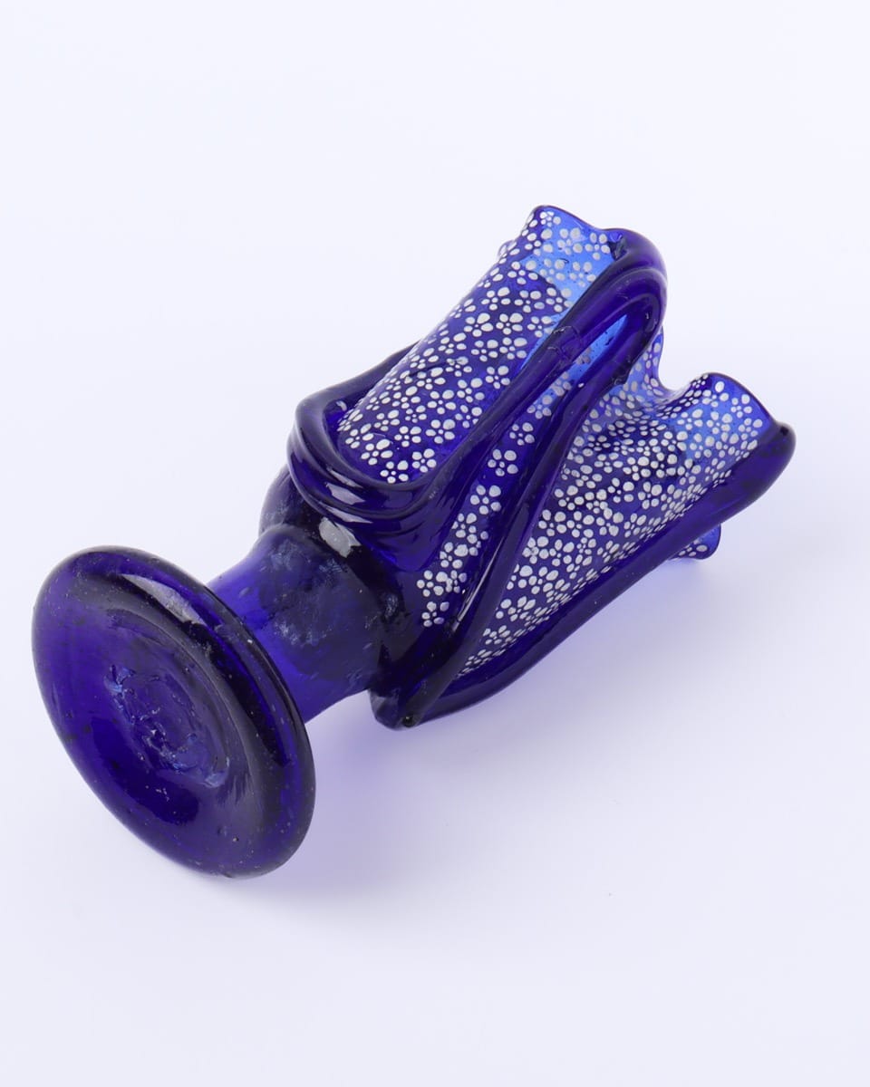 Sculptural Blue Glass Vase/ Pen holder