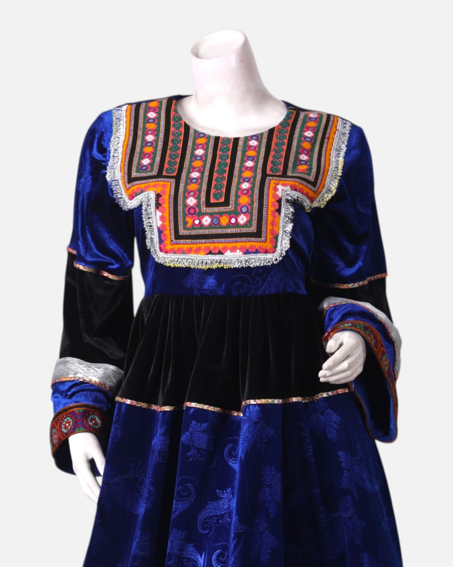 Velvet Dress Set with Satin Pants & Hand Embroidered Details – Handmade Cultural Attire