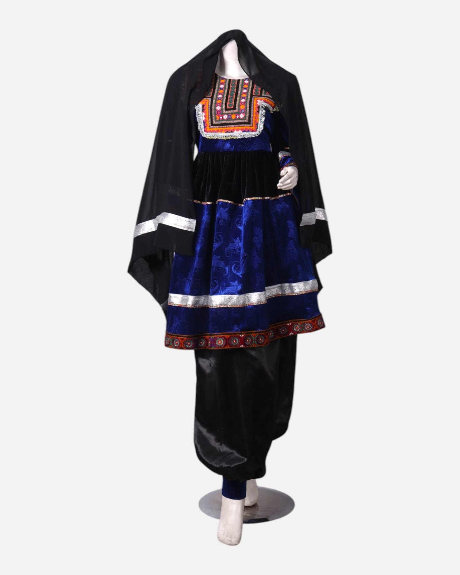 Velvet Dress Set with Satin Pants & Hand Embroidered Details – Handmade Cultural Attire