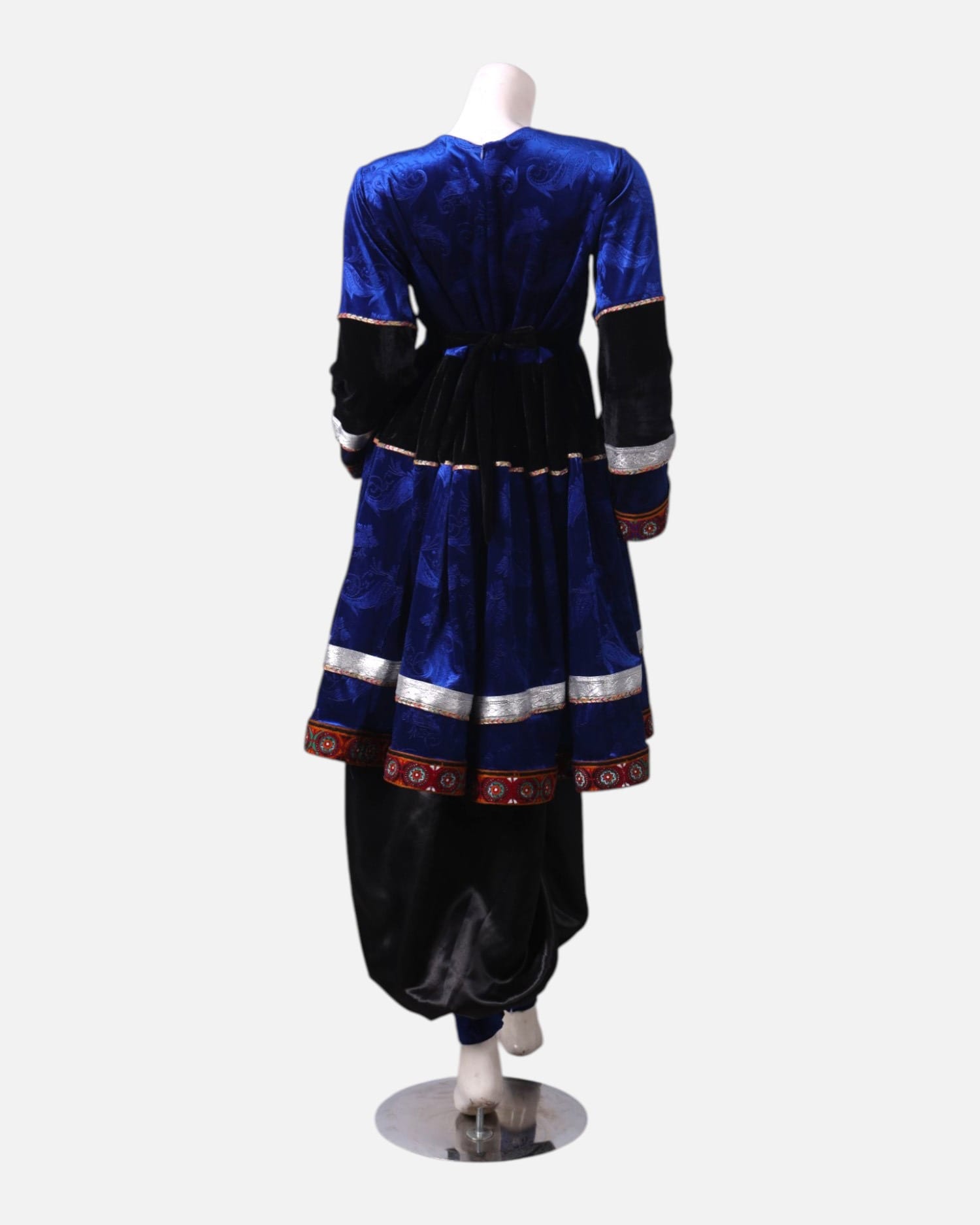 Velvet Dress Set with Satin Pants & Hand Embroidered Details – Handmade Cultural Attire