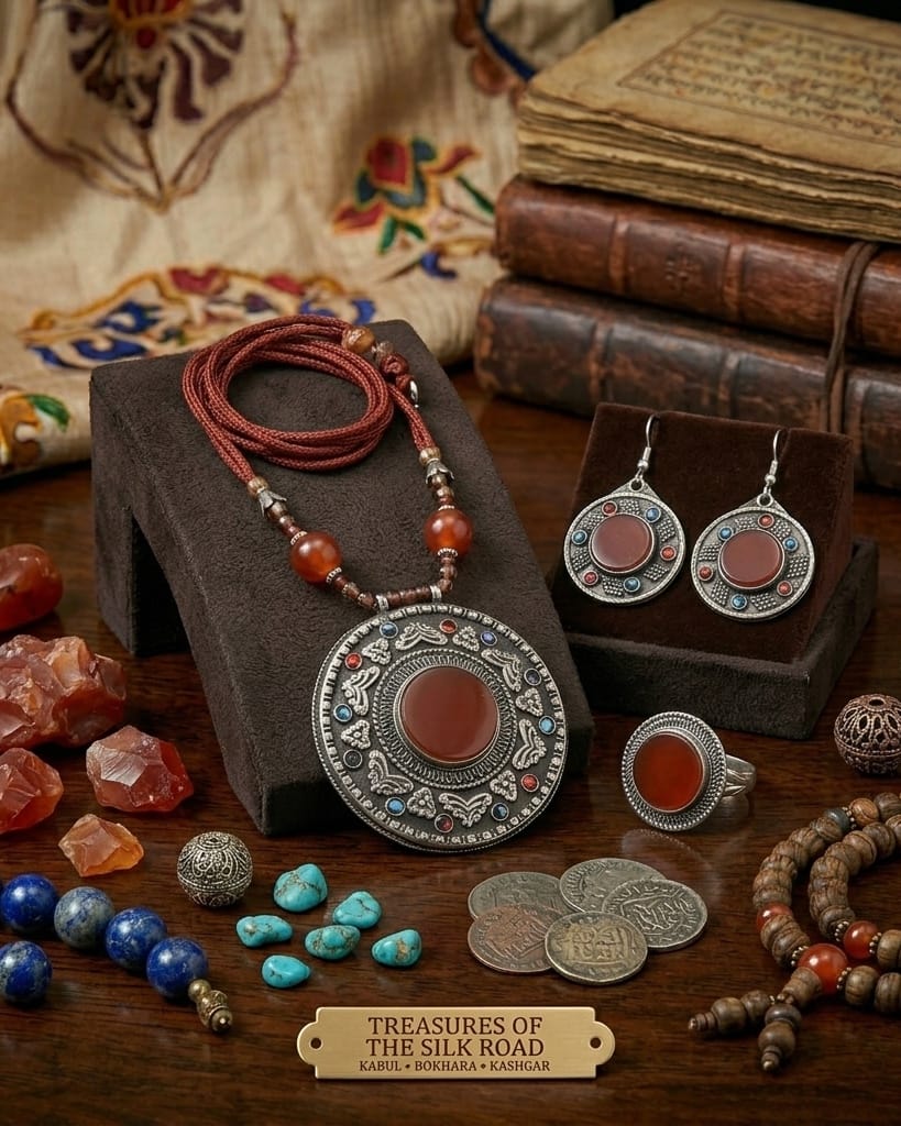 Red Turquoise Pendant |Traditional Vintage Style Necklace | Necklace, Hook Earrings