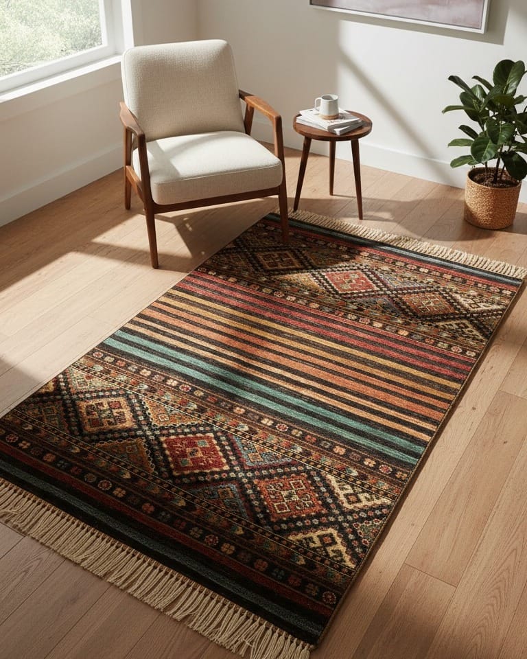 Khorjeen Modern Afghan Rug  Hand-Knotted Wool Traditional Oriental Design Area Rug