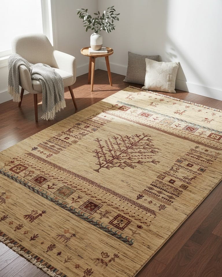 Afghan Tree Rug - Hand-Knotted Wool Rug