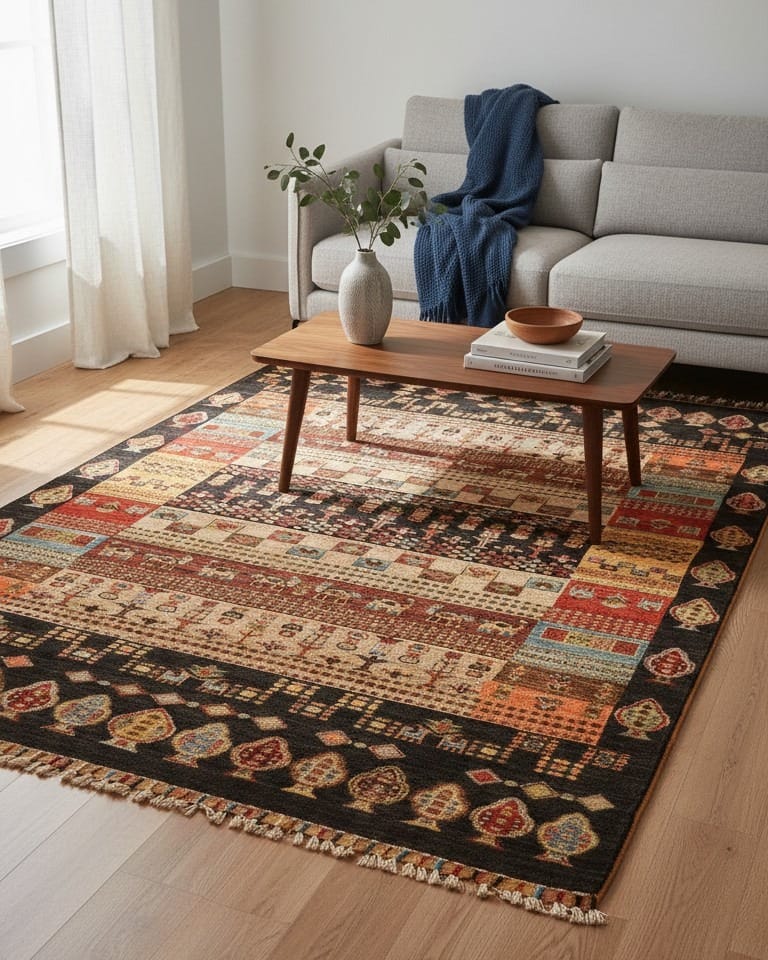Antique Rug Handmade Khorjeen Tribal Area Rug