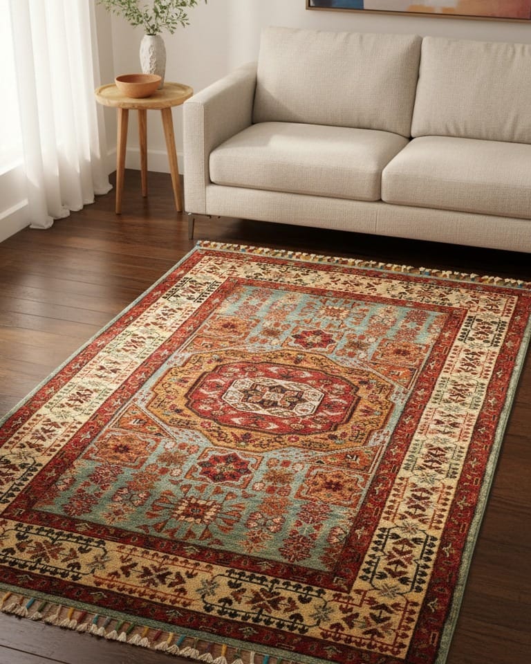 Traditional Afghan Mamlok Rug 1x2 - Hand Knotted Wool & Cotton Area Rug- Unique Afghan Carpet