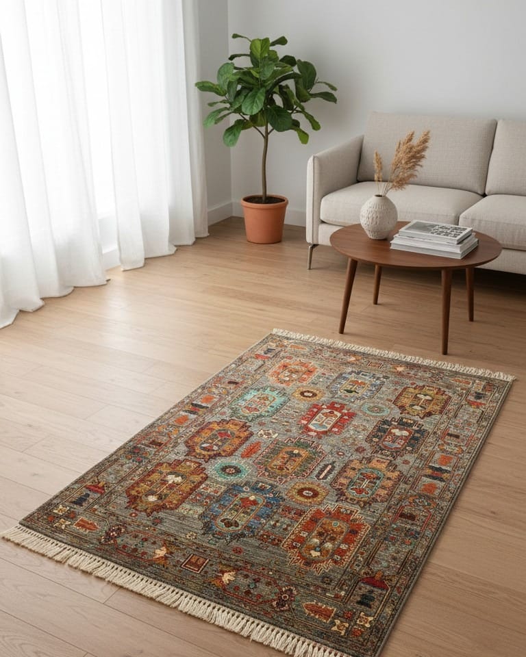 Handcrafted Afghan Wool & Cotton Rug – Vibrant Old Sultani Design with Intricate Detailing | 1.50x2m (35x40 inches)"