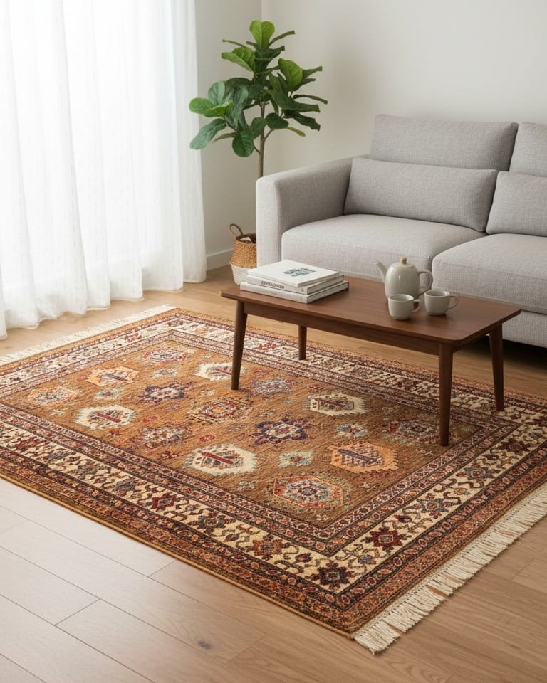 Qazaq Afghan Rug – Wool & Cotton, Hand-Knotted, 1.30x2.30 meters