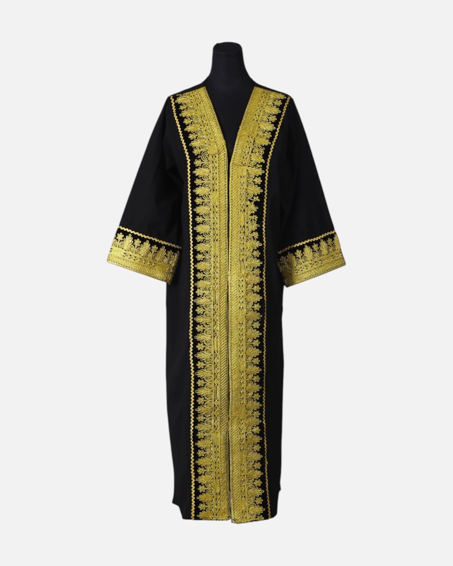 Black & Gold Afghani Women’s Chapan – Handcrafted Kashmiri Embroidery Coat