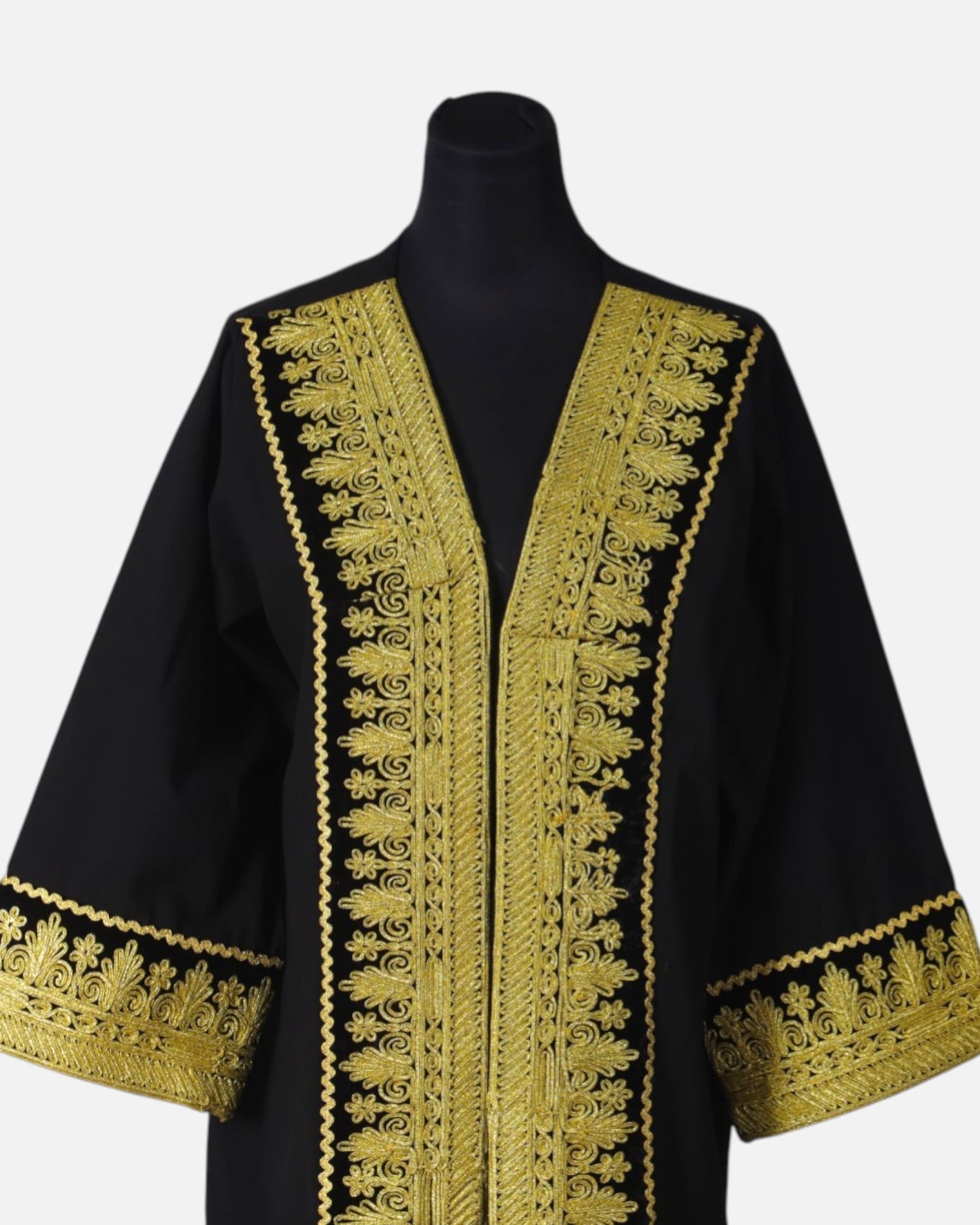 Black & Gold Afghani Women’s Chapan – Handcrafted Kashmiri Embroidery Coat