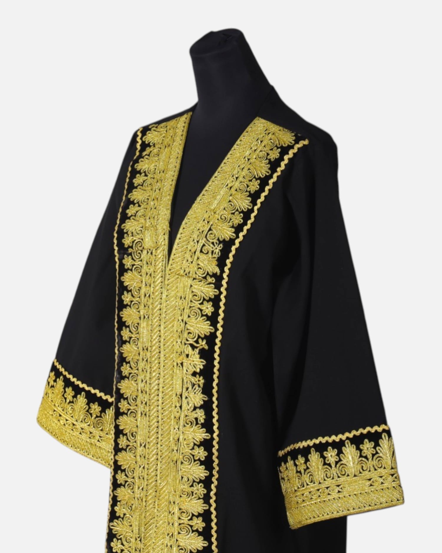 Black & Gold Afghani Women’s Chapan – Handcrafted Kashmiri Embroidery Coat