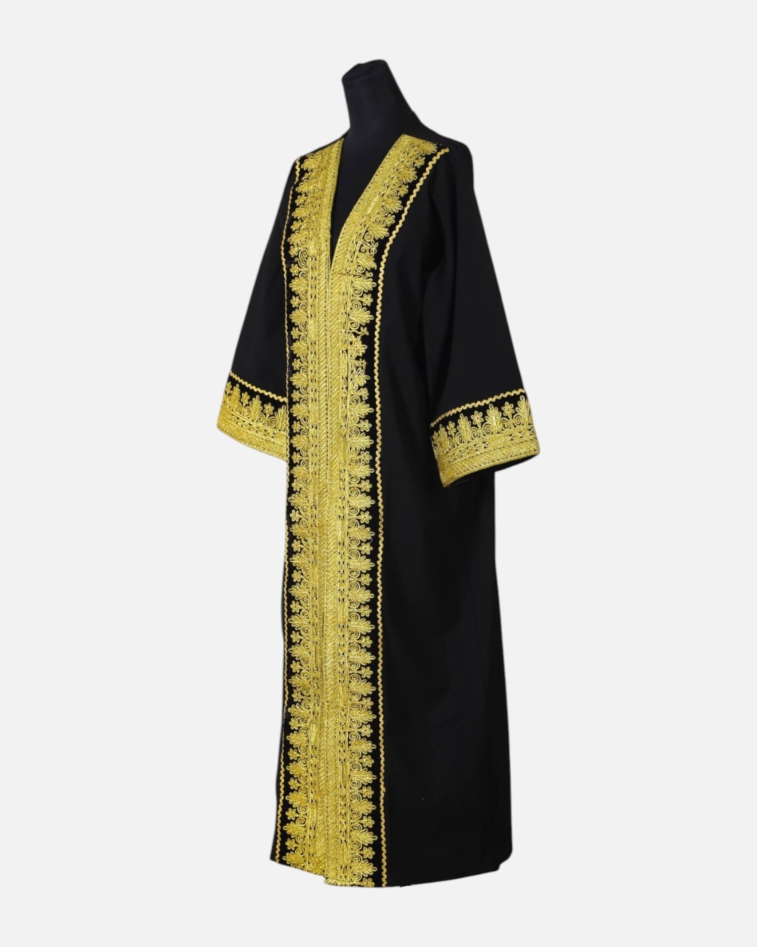 Black & Gold Afghani Women’s Chapan – Handcrafted Kashmiri Embroidery Coat