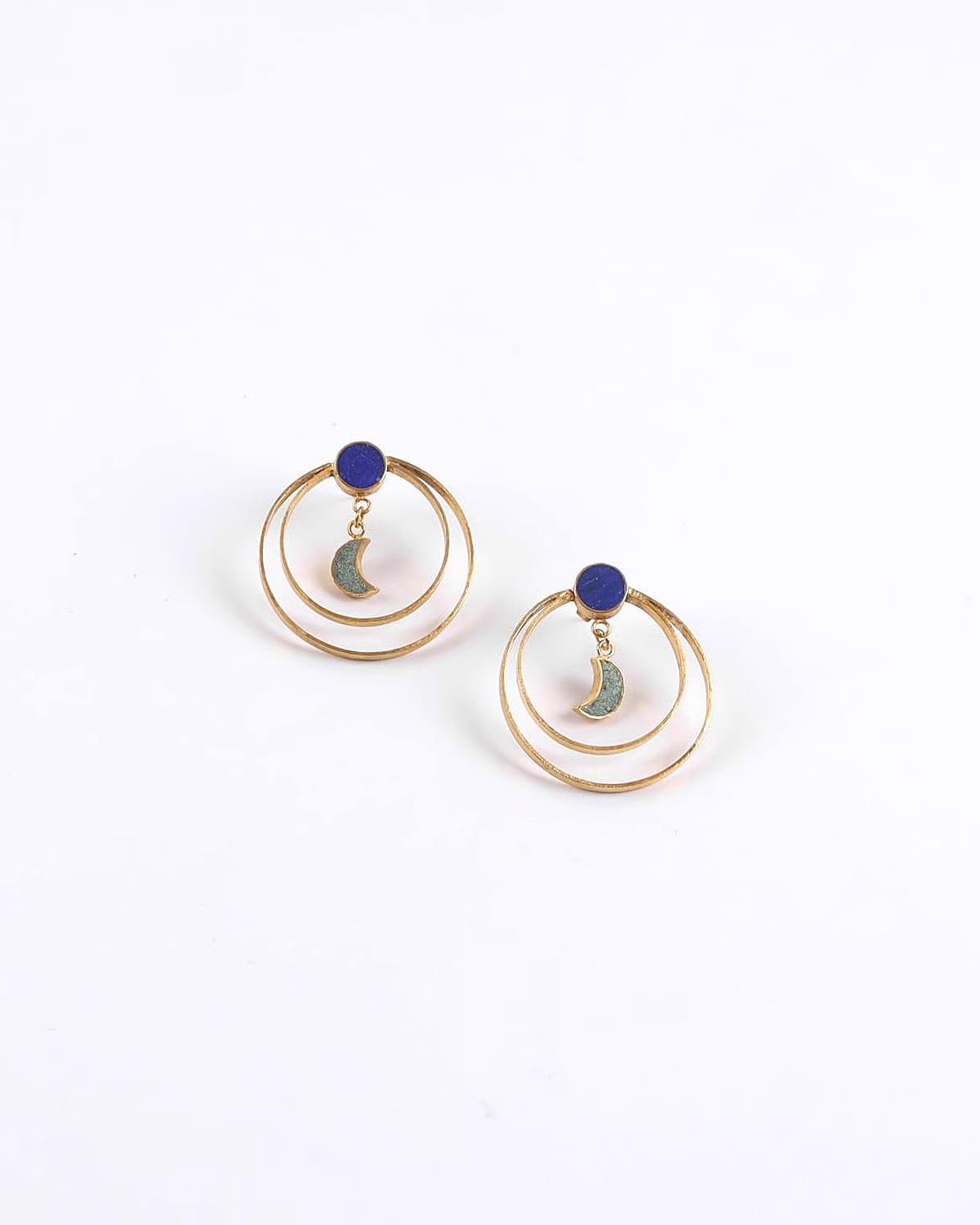 Handmade Turquoise & Lapis Lazuli Hoop Women Earrings