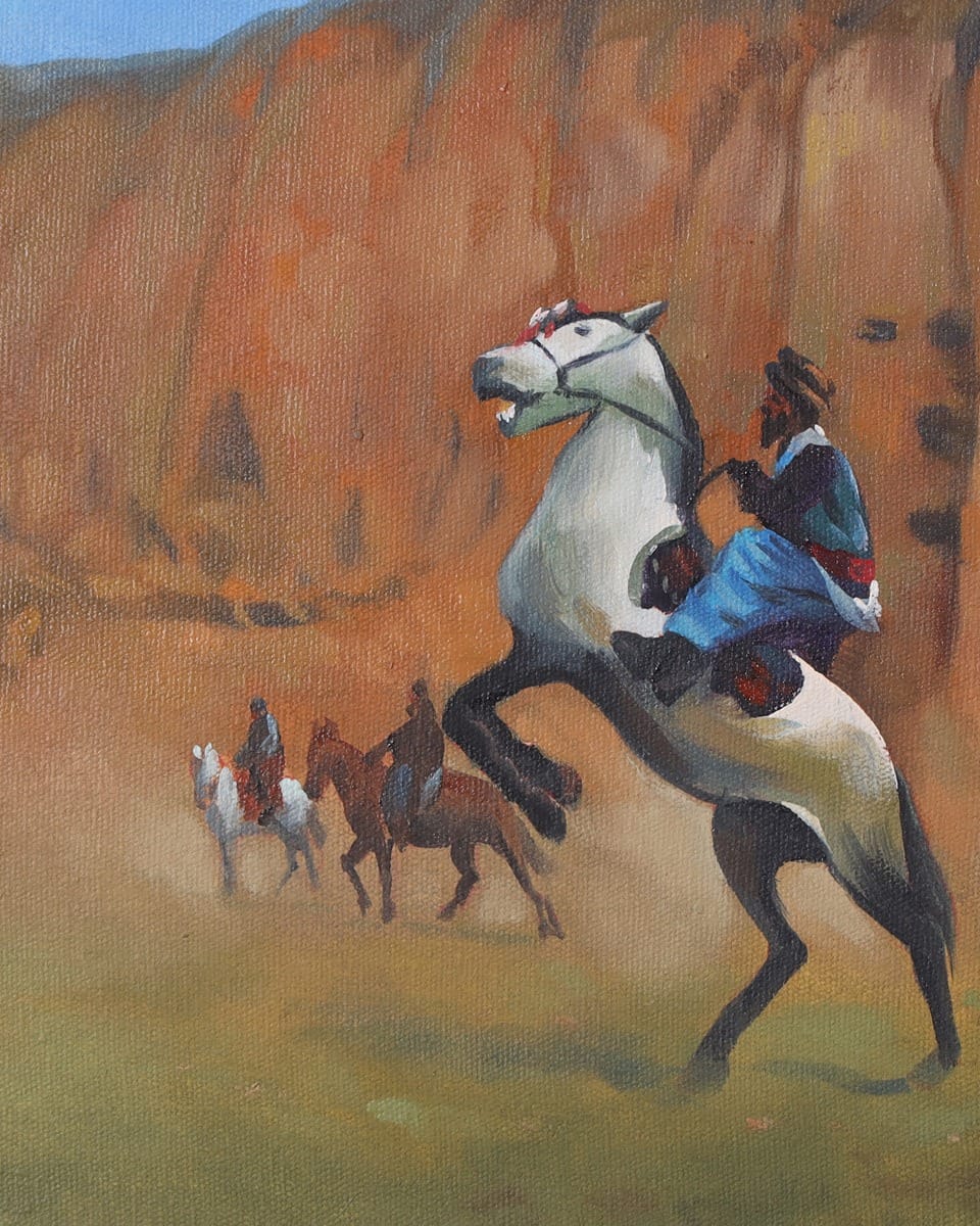 Bamyani Horseback Riding Art Painting