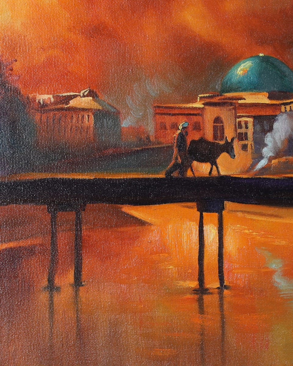 Kabul River Landscape Oil Painting