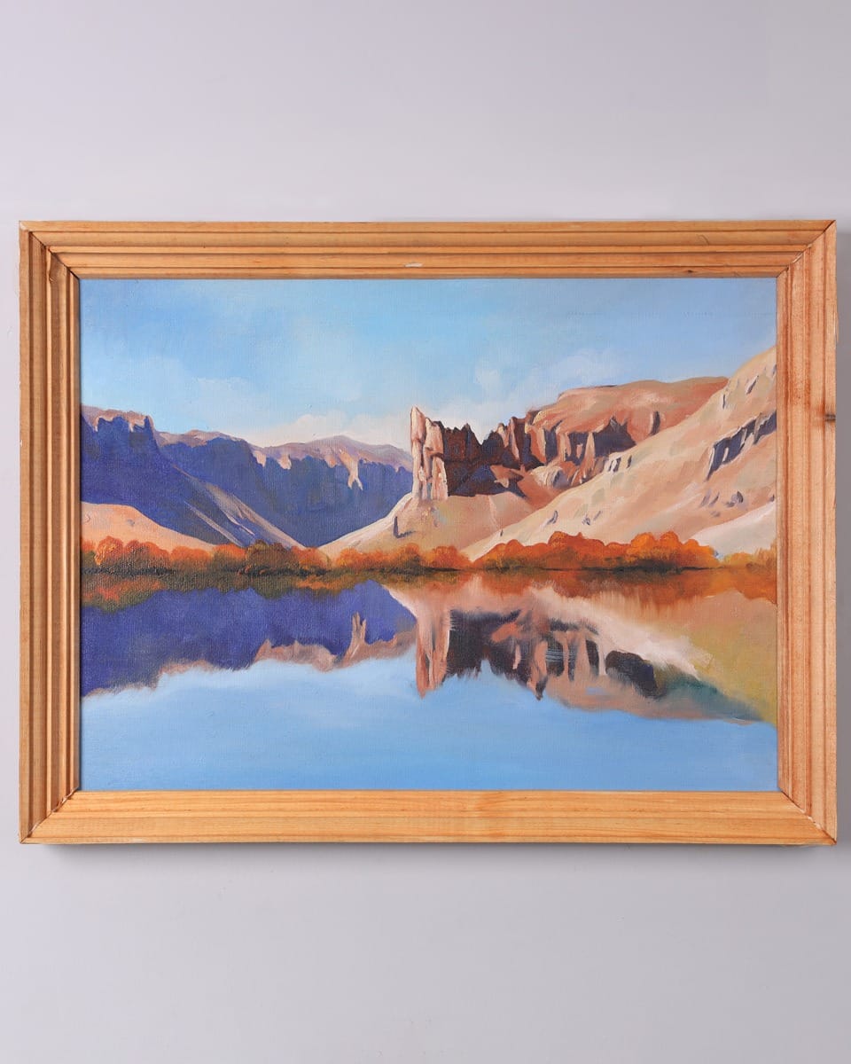 Band-e Amir Oil Painting with Wooden Frame