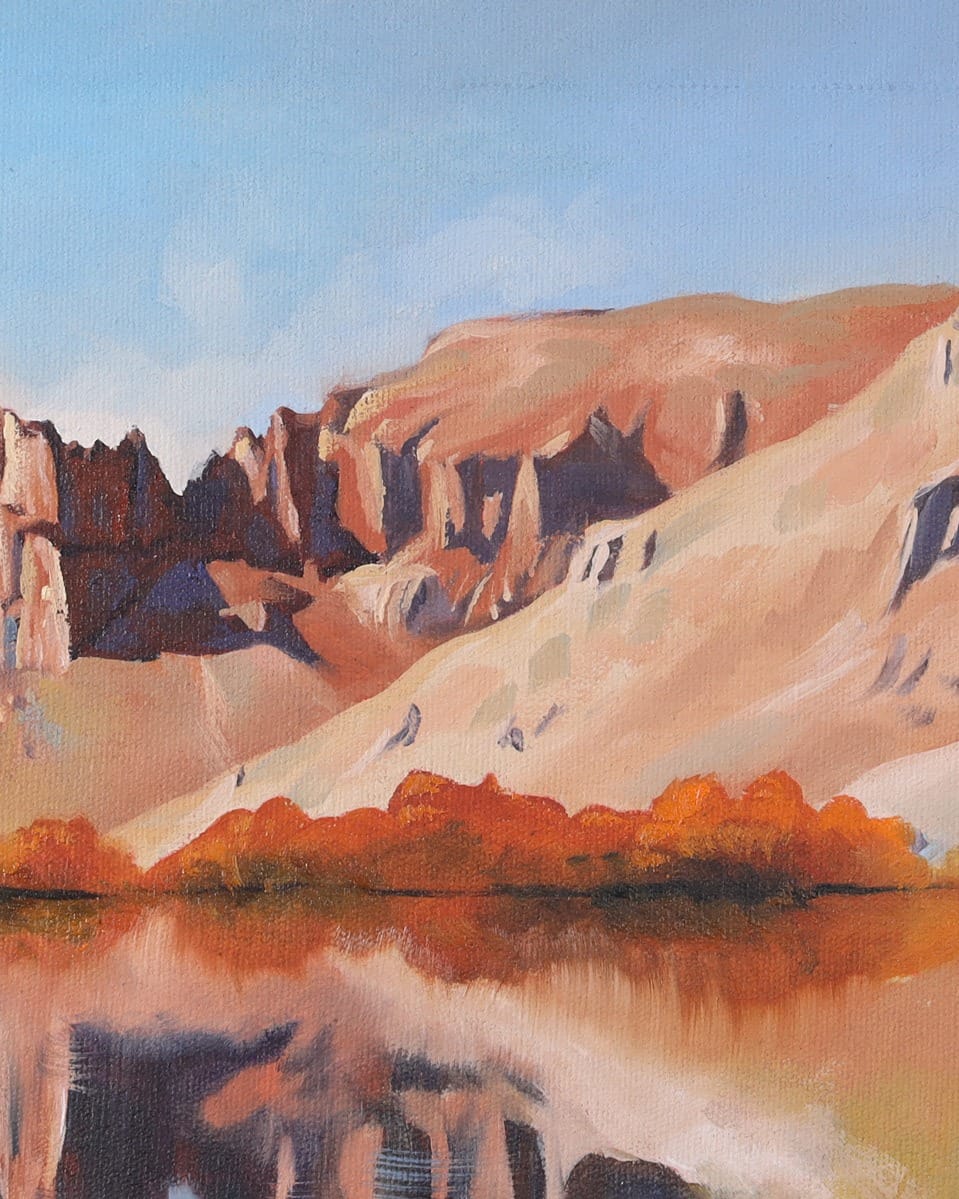 Band-e Amir Oil Painting with Wooden Frame