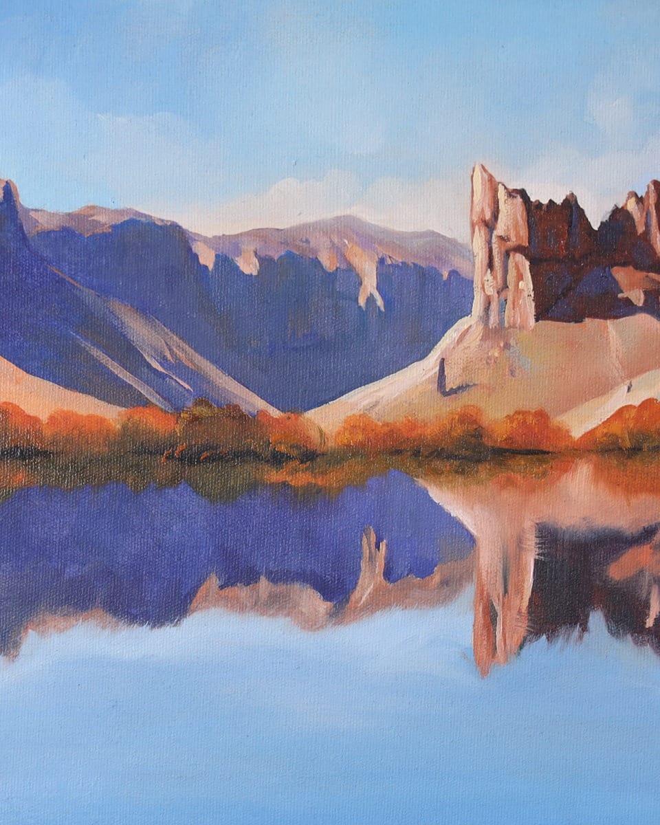 Band-e Amir Oil Painting with Wooden Frame