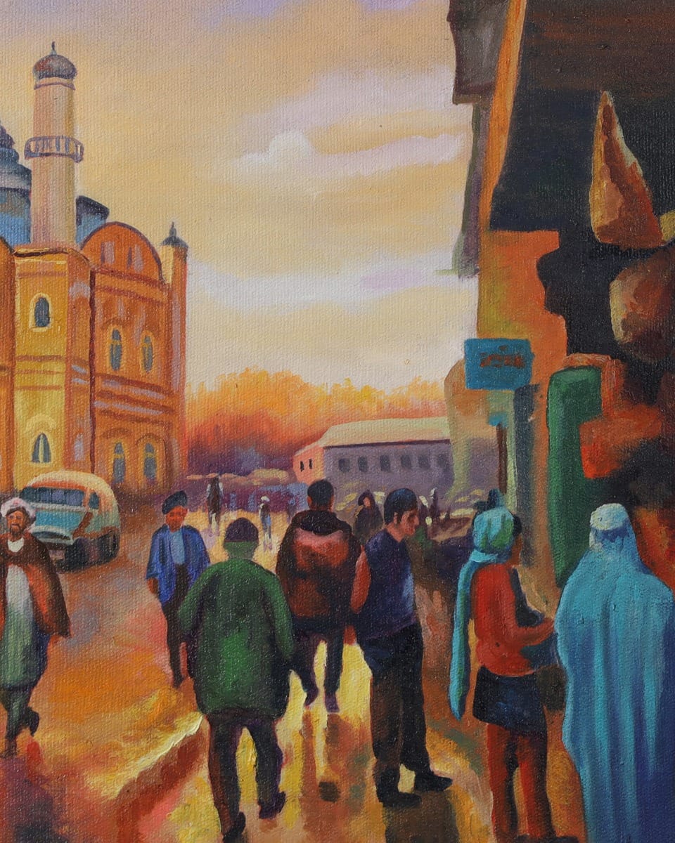 Shah Do Shamshira Mosque Oil Painting with Wooden Frame