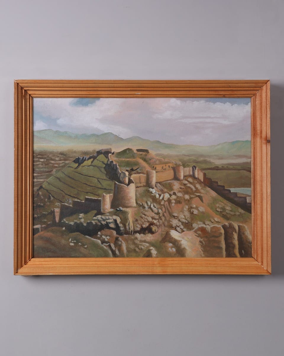 Bala Hissar Kabul – Historical Afghan Fortress Oil Painting with Wooden Frame