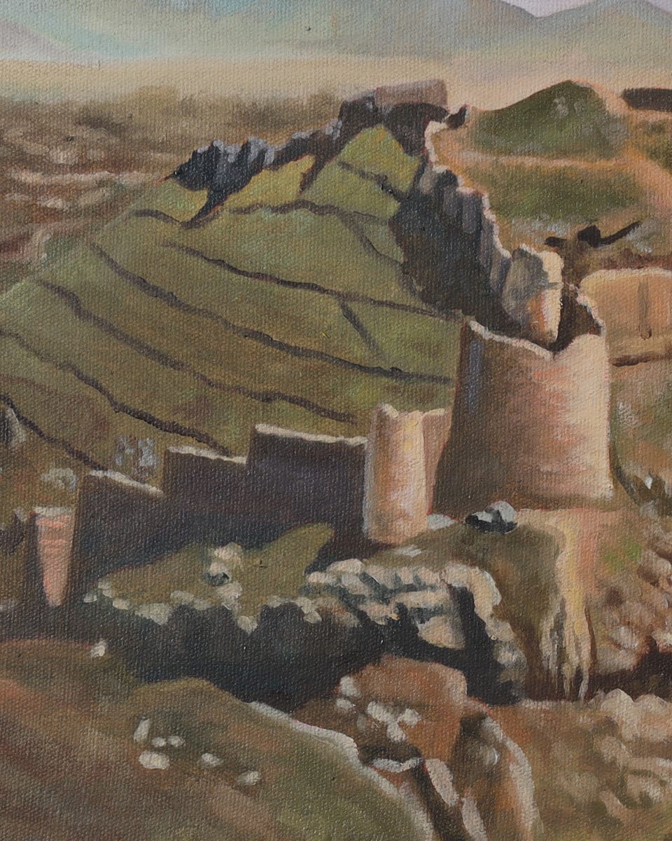 Bala Hissar Kabul – Historical Afghan Fortress Oil Painting with Wooden Frame