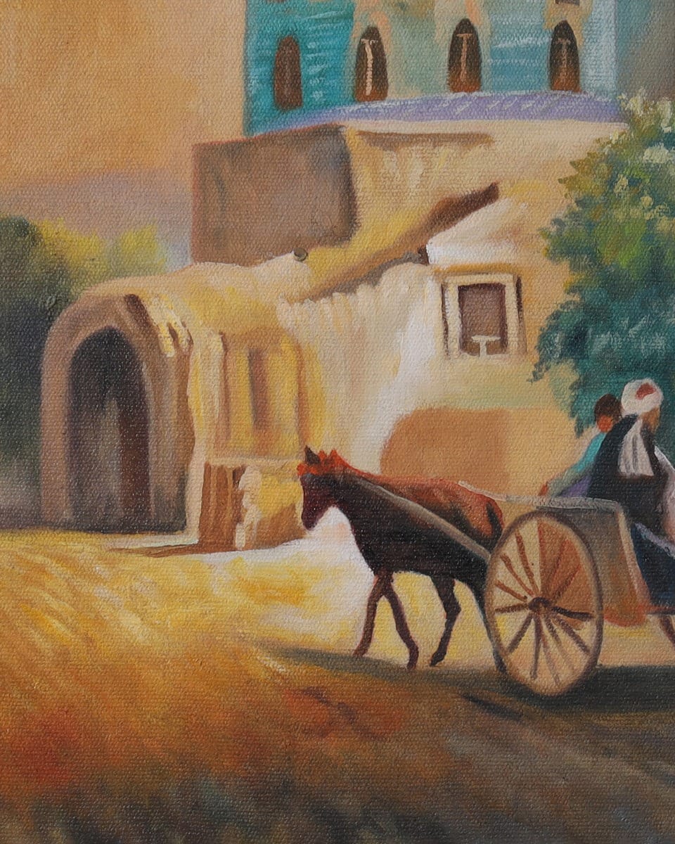 Balkh Mazar-e-Sharif Mosque Oil Painting Artwork with Wooden Frame