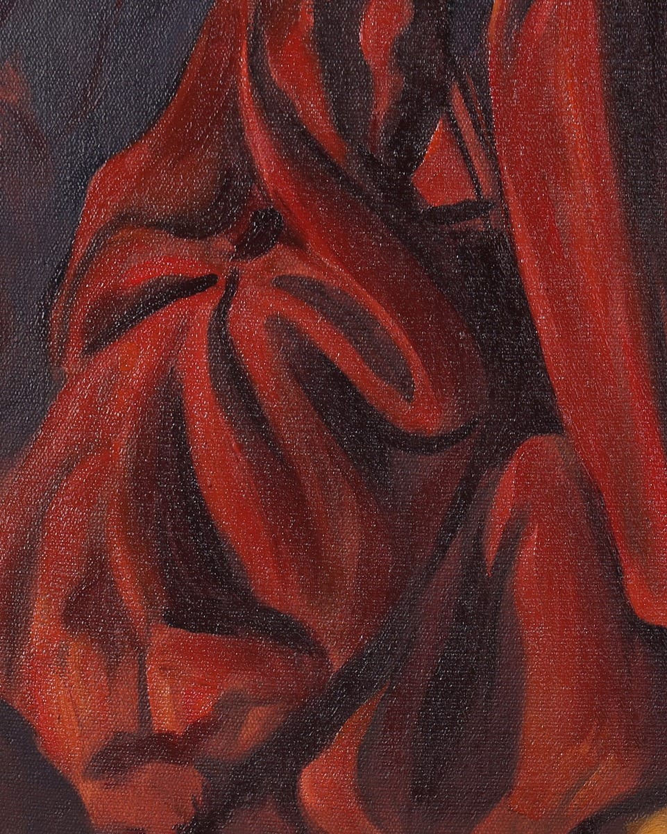 Afghan Woman Oil Painting with Wooden Frame