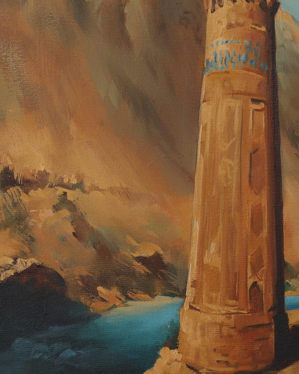 Jam Minaret Oil Painting with Wooden Frame