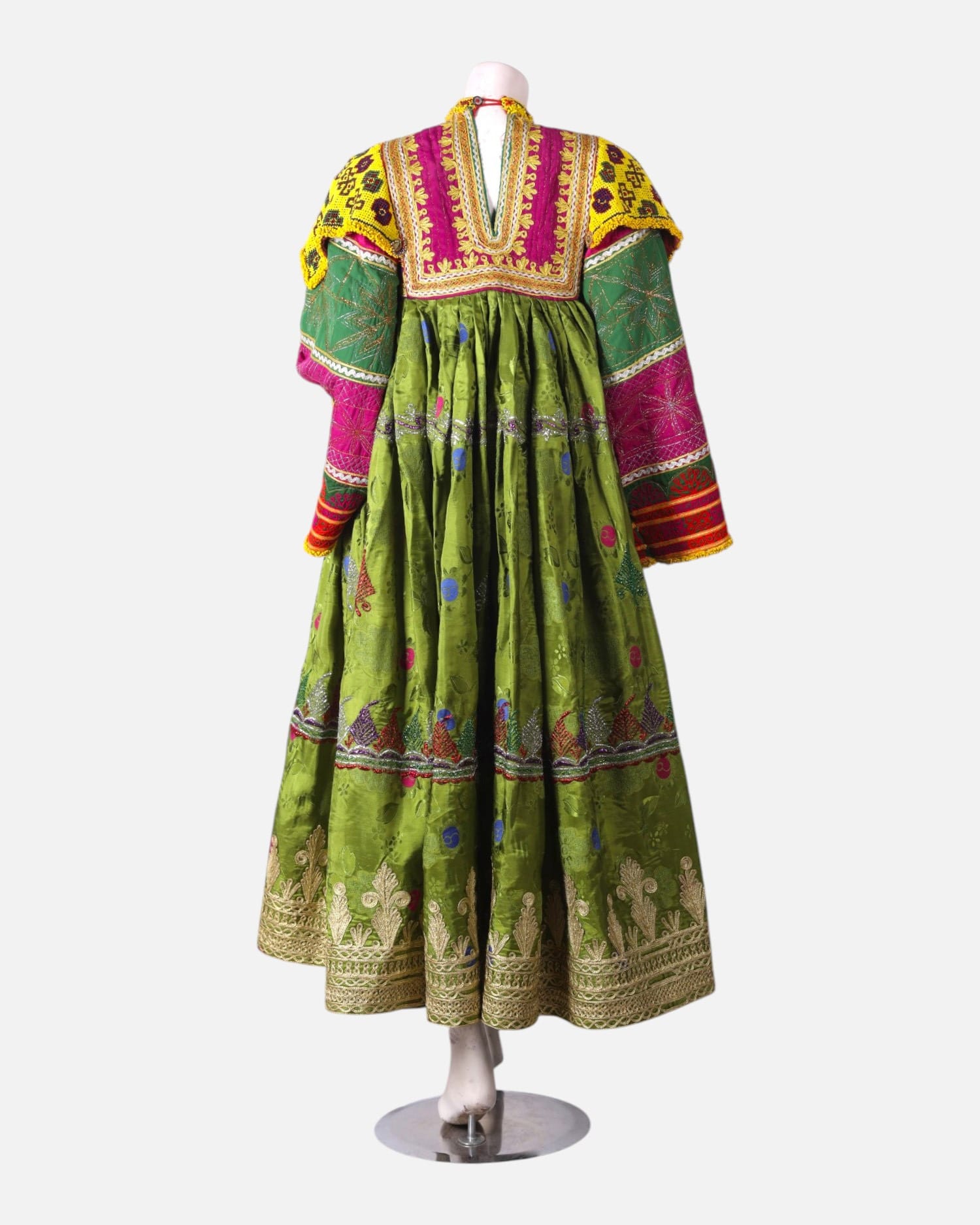 Traditional Kooche Dress with Hand Embroidered Velvet and Pink Chador