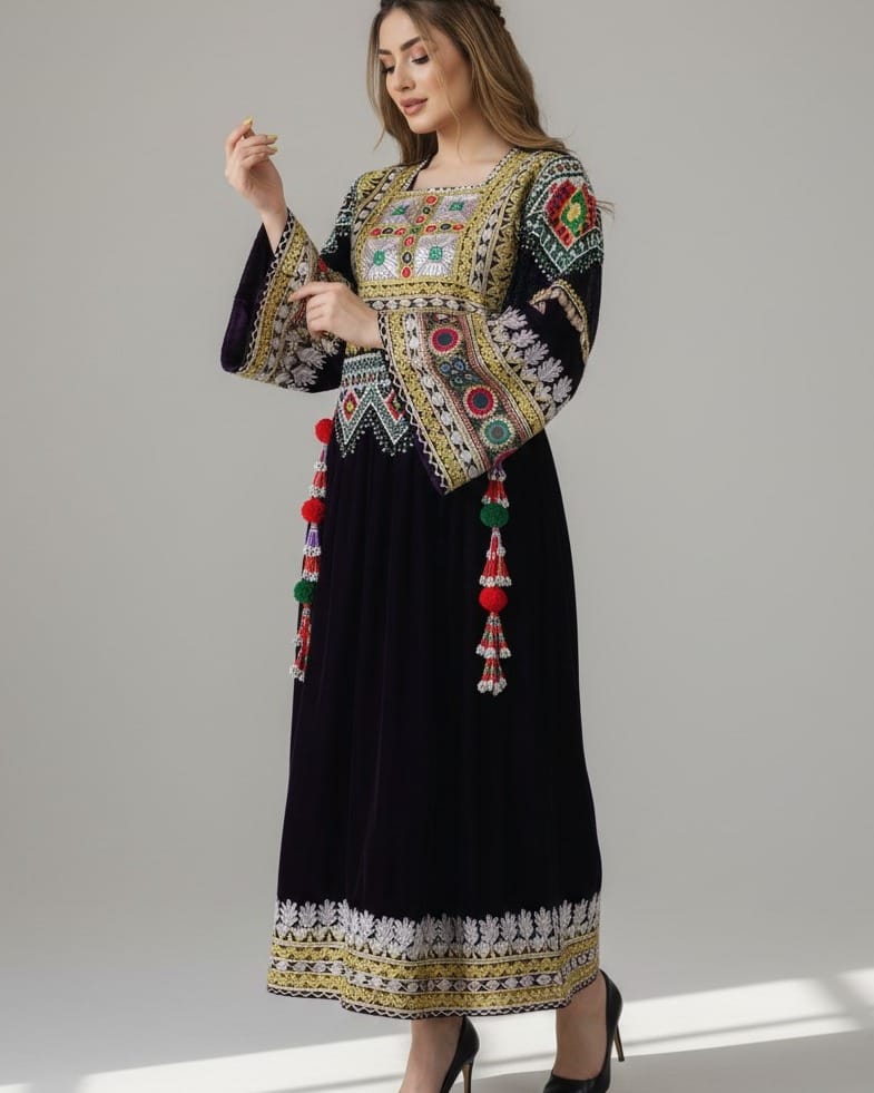 black hand embroidery dress Long Black Evening Dress with Silver Embroidery main image 1